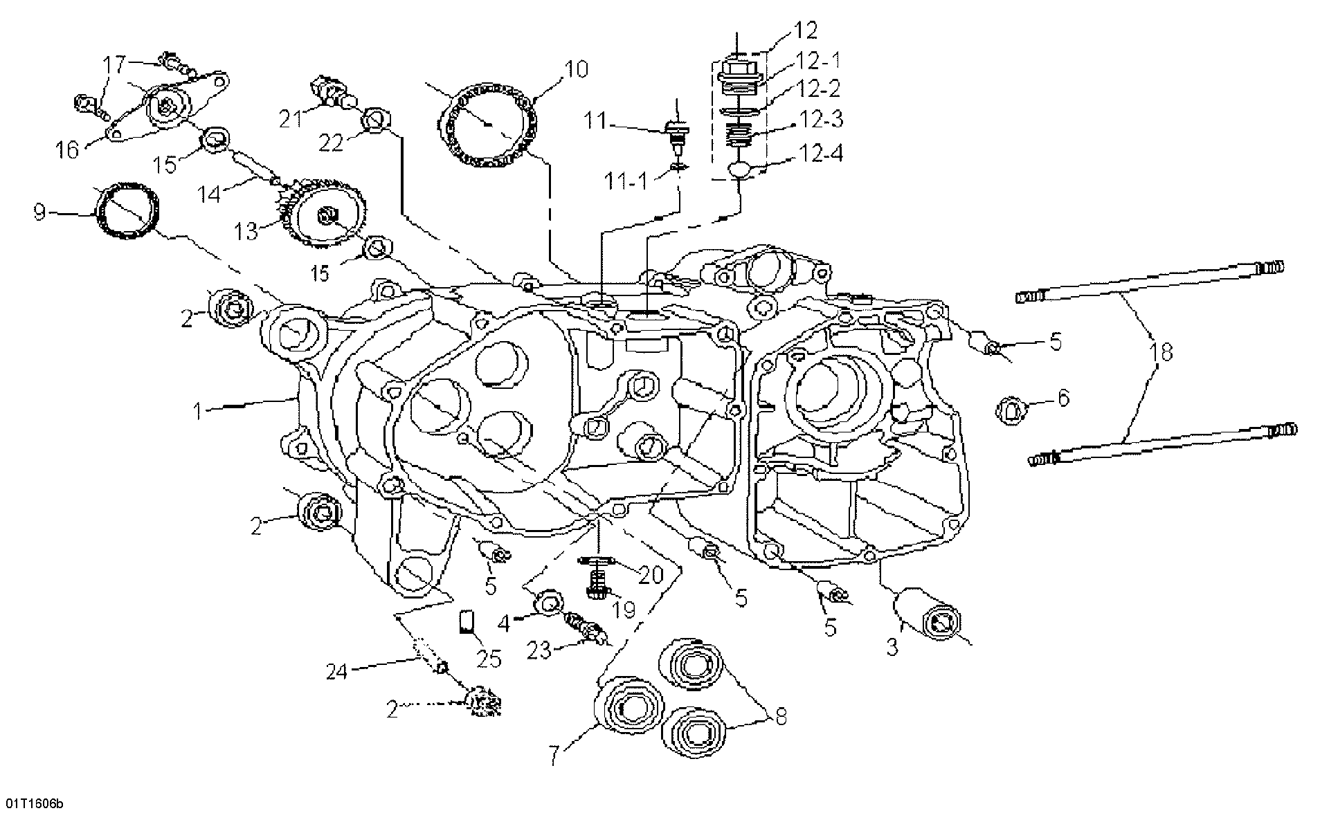 An Image of a Genuine Can-Am Parts Schematic Diagram showing the schematic - CRANKCASE LEFT