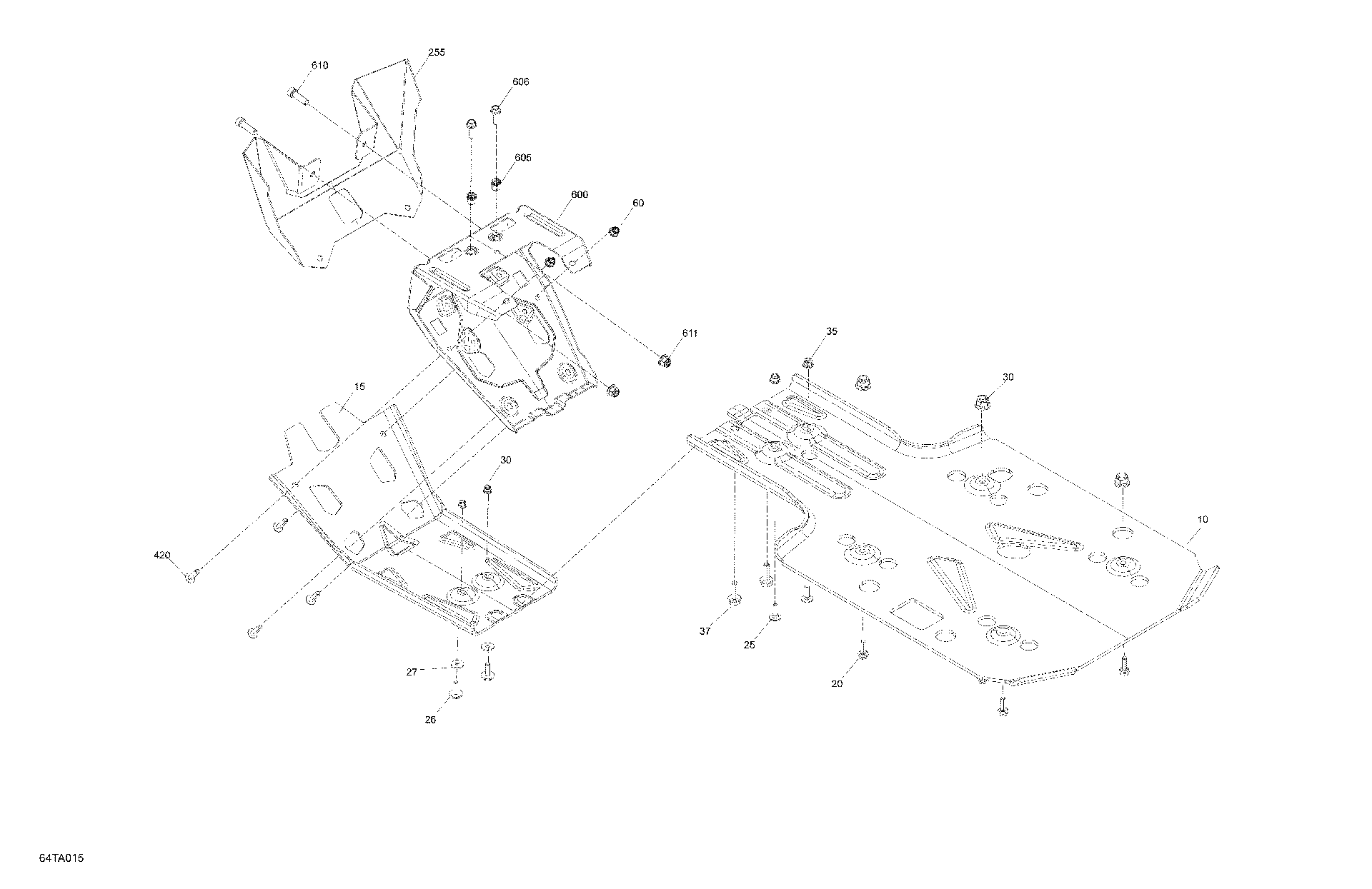 An Image of a Genuine Can-Am Parts Schematic Diagram showing the schematic - BODY - SKID PLATE