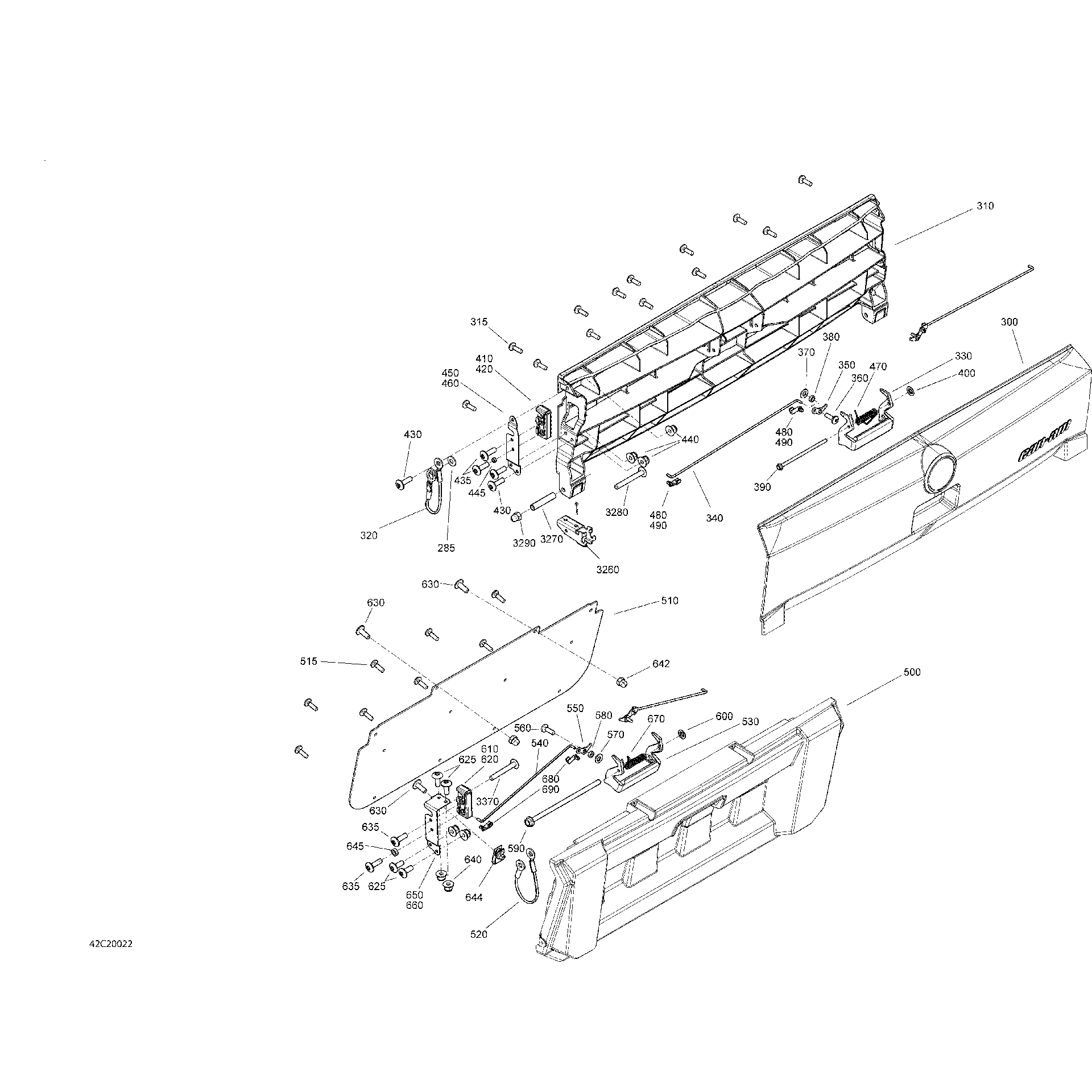 An Image of a Genuine Can-Am Parts Schematic Diagram showing the schematic - REAR CARGO BOX - DOOR