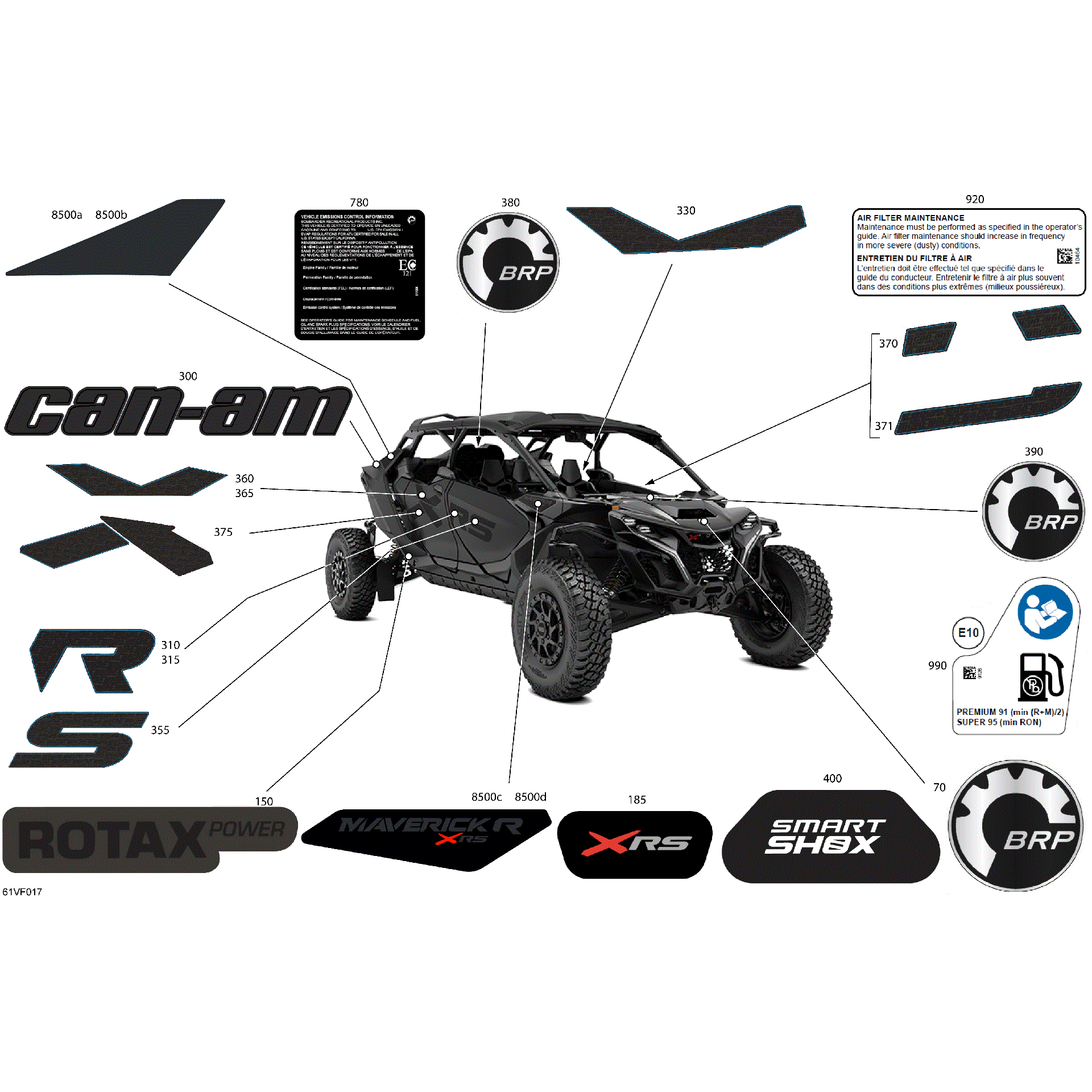 An Image of a Genuine Can-Am Parts Schematic Diagram showing the schematic - BODY - DECALS