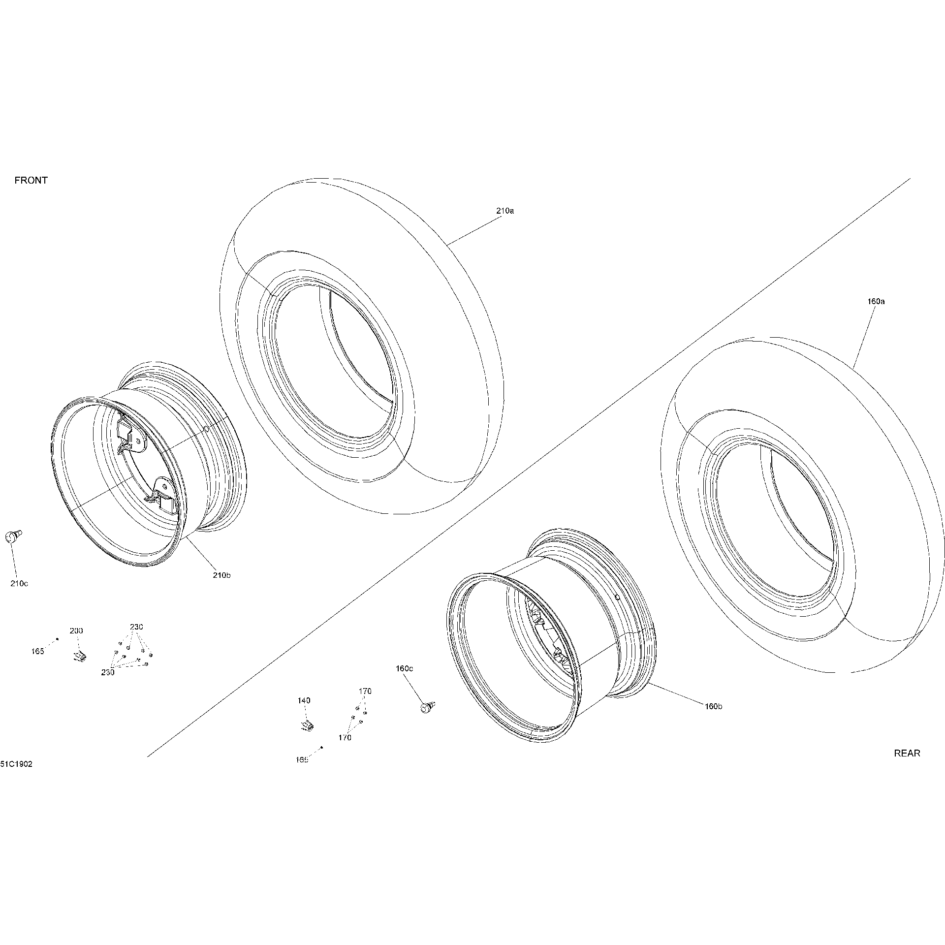An Image of a Genuine Can-Am Parts Schematic Diagram showing the schematic - WHEELS AND TIRES - HD10 - LONE STAR EDITION