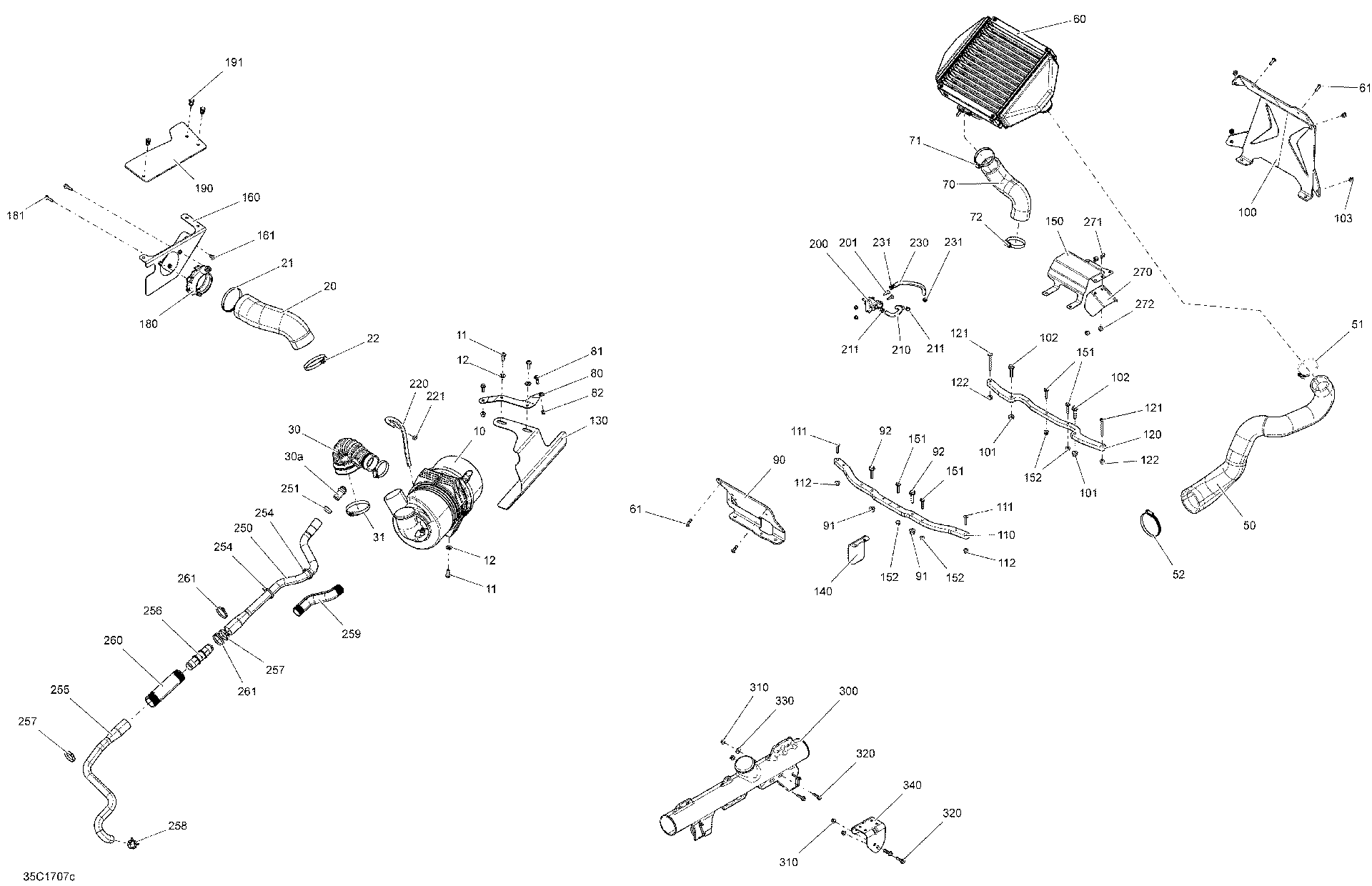 An Image of a Genuine Can-Am Parts Schematic Diagram showing the schematic - AIR INTAKE - TURBO