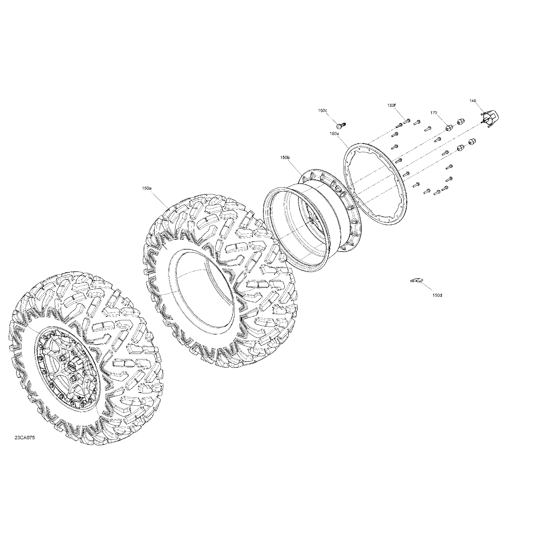 An Image of a Genuine Can-Am Parts Schematic Diagram showing the schematic - DRIVE - REAR WHEELS