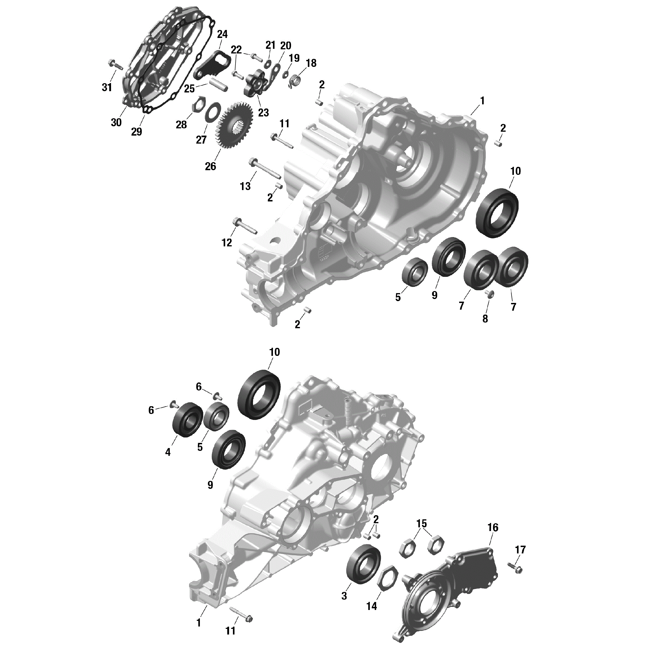 An Image of a Genuine Can-Am Parts Schematic Diagram showing the schematic - ROTAX - GEARBOX 1