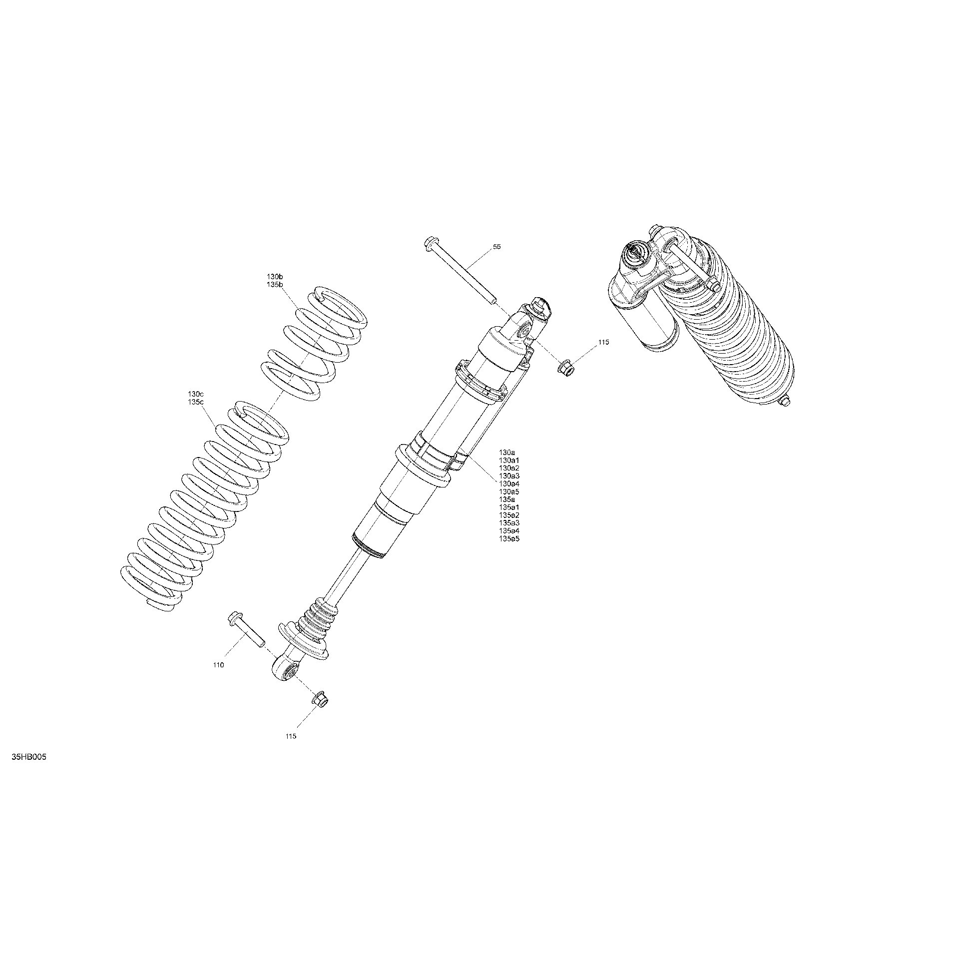 An Image of a Genuine Can-Am Parts Schematic Diagram showing the schematic - SUSPENSION - FRONT SHOCKS