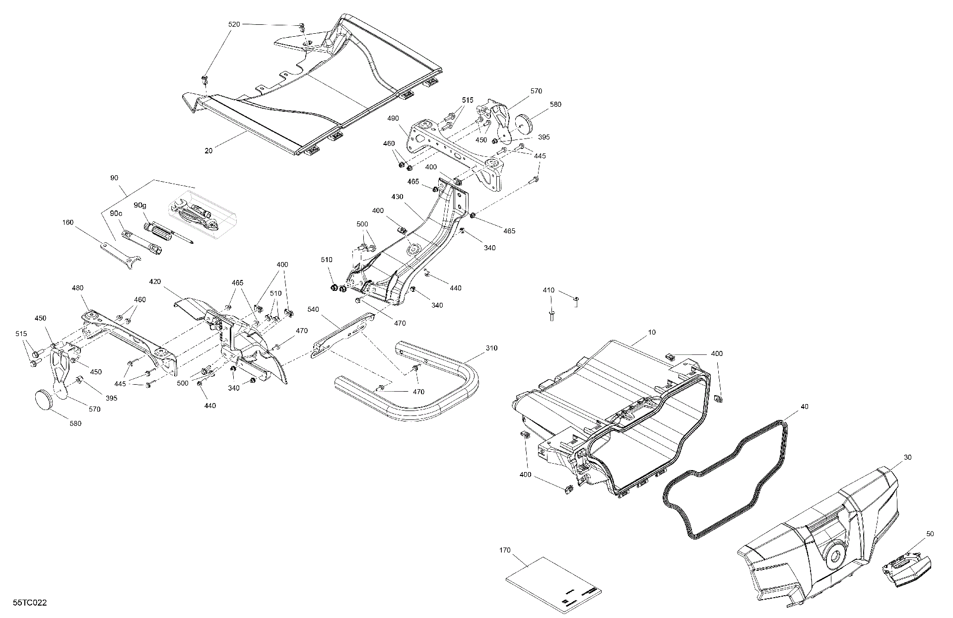 An Image of a Genuine Can-Am Parts Schematic Diagram showing the schematic - BODY - FRONT STORAGE TRAY