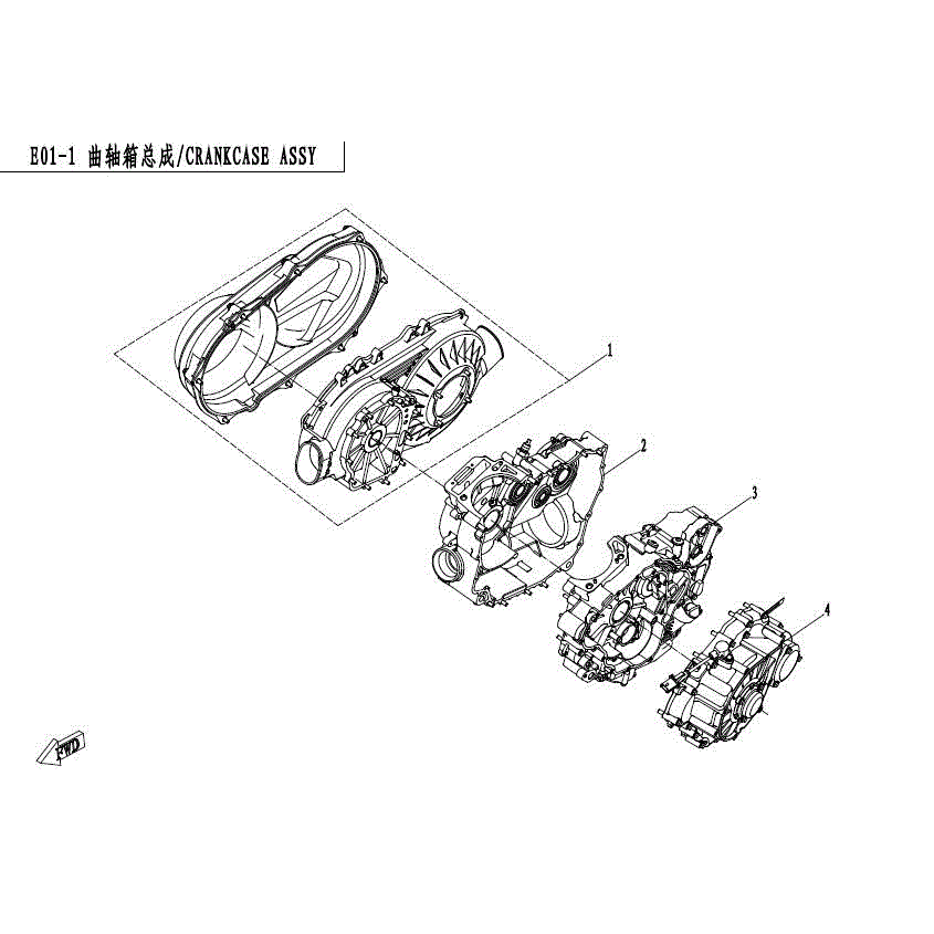 An Image of a genuine CFMOTO Parts Schematic Diagram showing the group - CRANKSCASE ASSY - 2017 CFMOTO CFORCE 500 HO