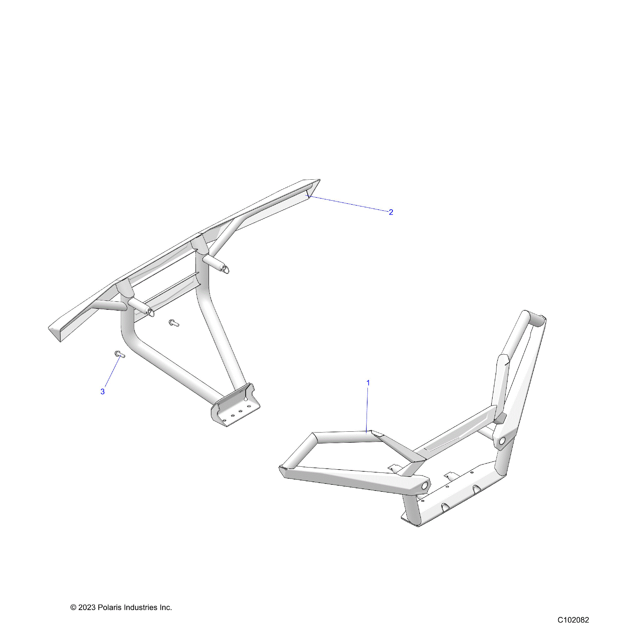 An Image of a Genuine Polaris Parts Schematic Diagram showing the schematic - BODY: DELUXE BUMPERS - 2025 POLARIS SPORTSMAN 850 EPS ULTIMATE TRAIL 49 48"