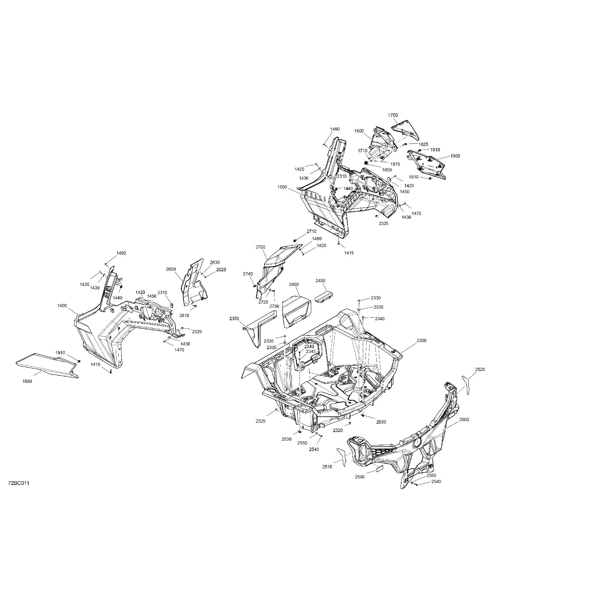 An Image of a Genuine Can-Am Parts Schematic Diagram showing the schematic - BODY - REAR SECTION