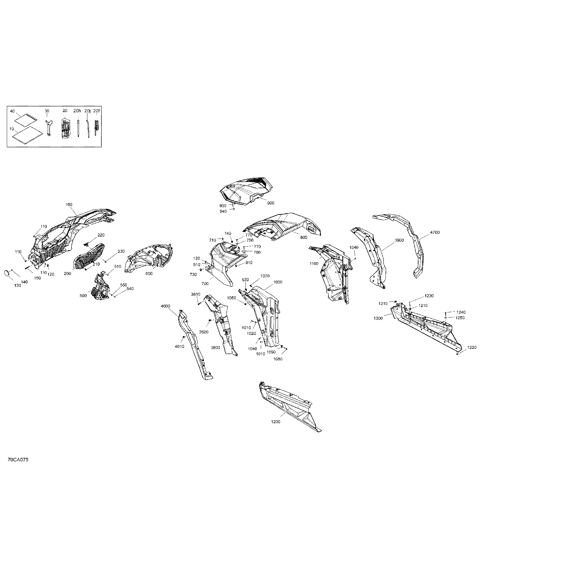 An Image of a Genuine Can-Am Parts Schematic Diagram showing the schematic - BODY - FRONT SECTION