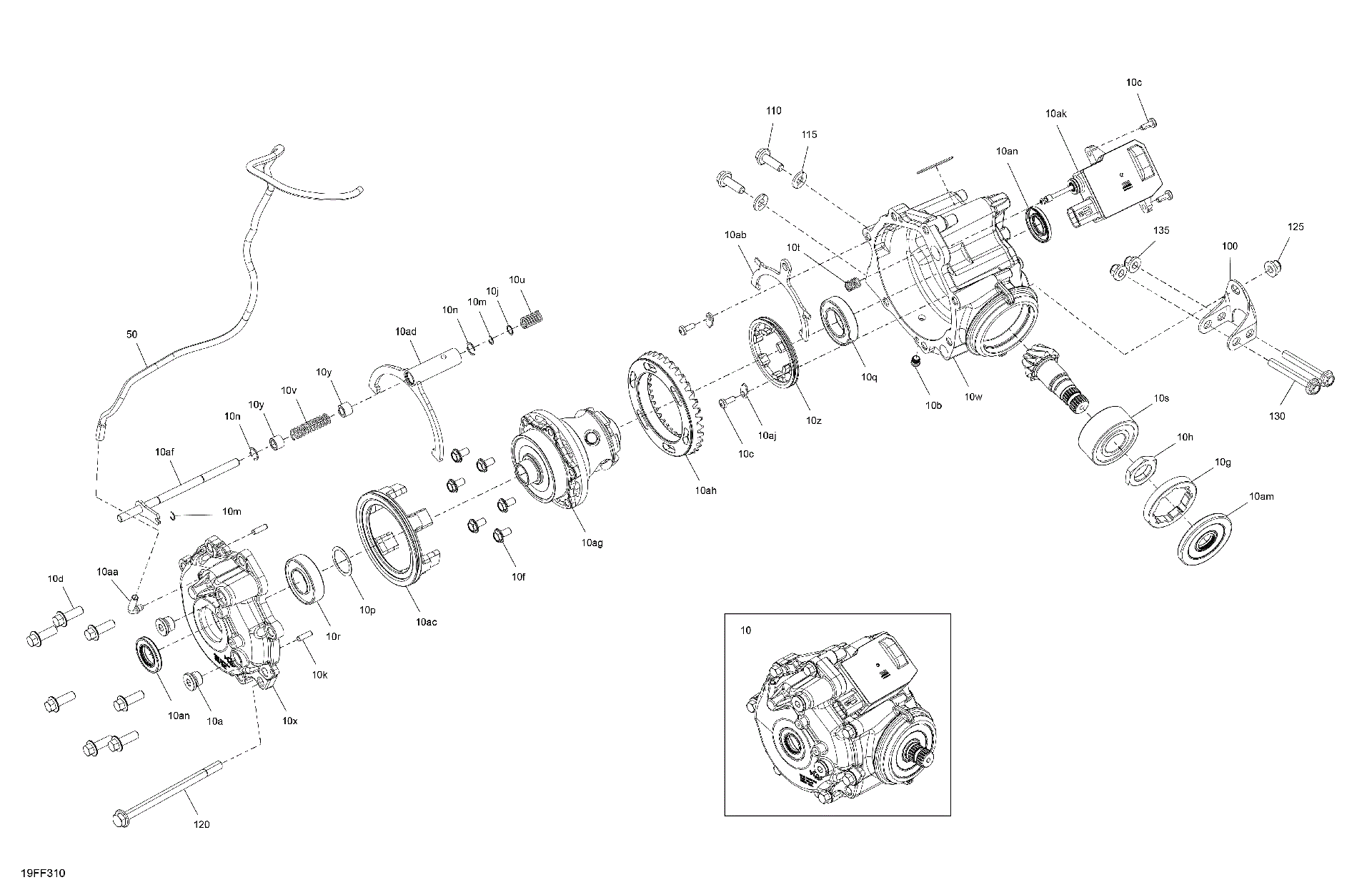 An Image of a Genuine Can-Am Parts Schematic Diagram showing the schematic - DRIVE - FRONT - DIFFERENTIAL PARTS