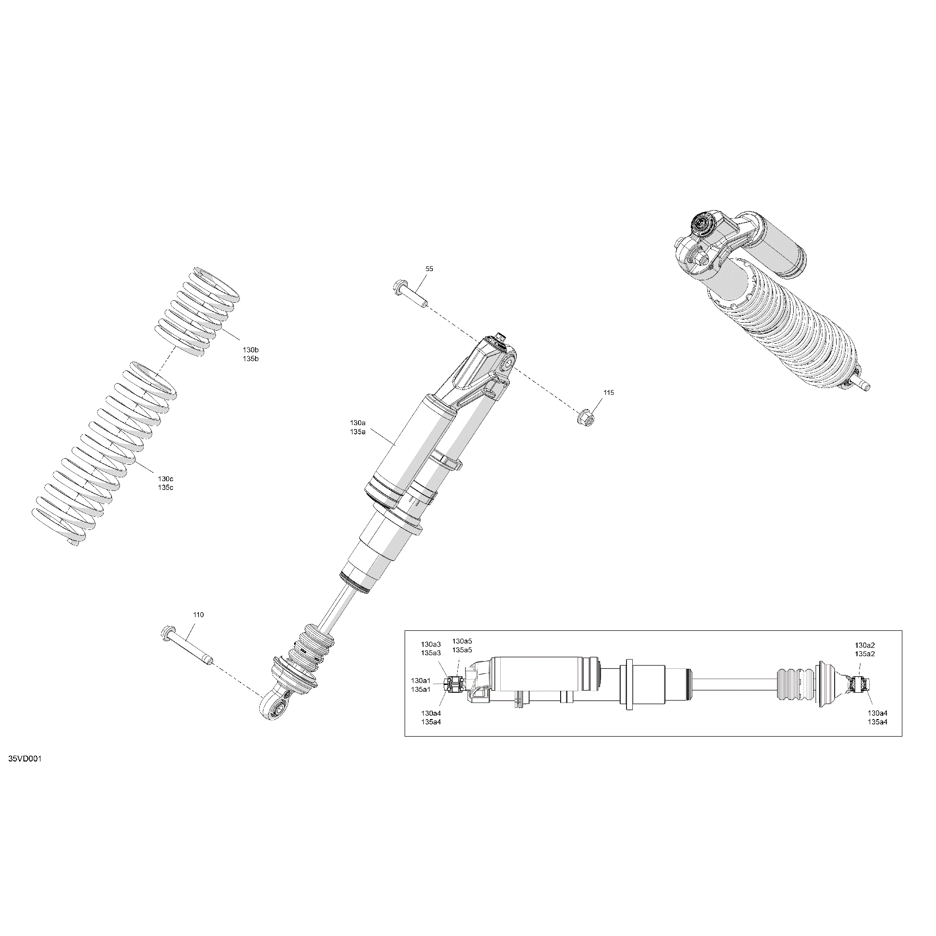 An Image of a Genuine Can-Am Parts Schematic Diagram showing the schematic - SUSPENSION - FRONT SHOCKS