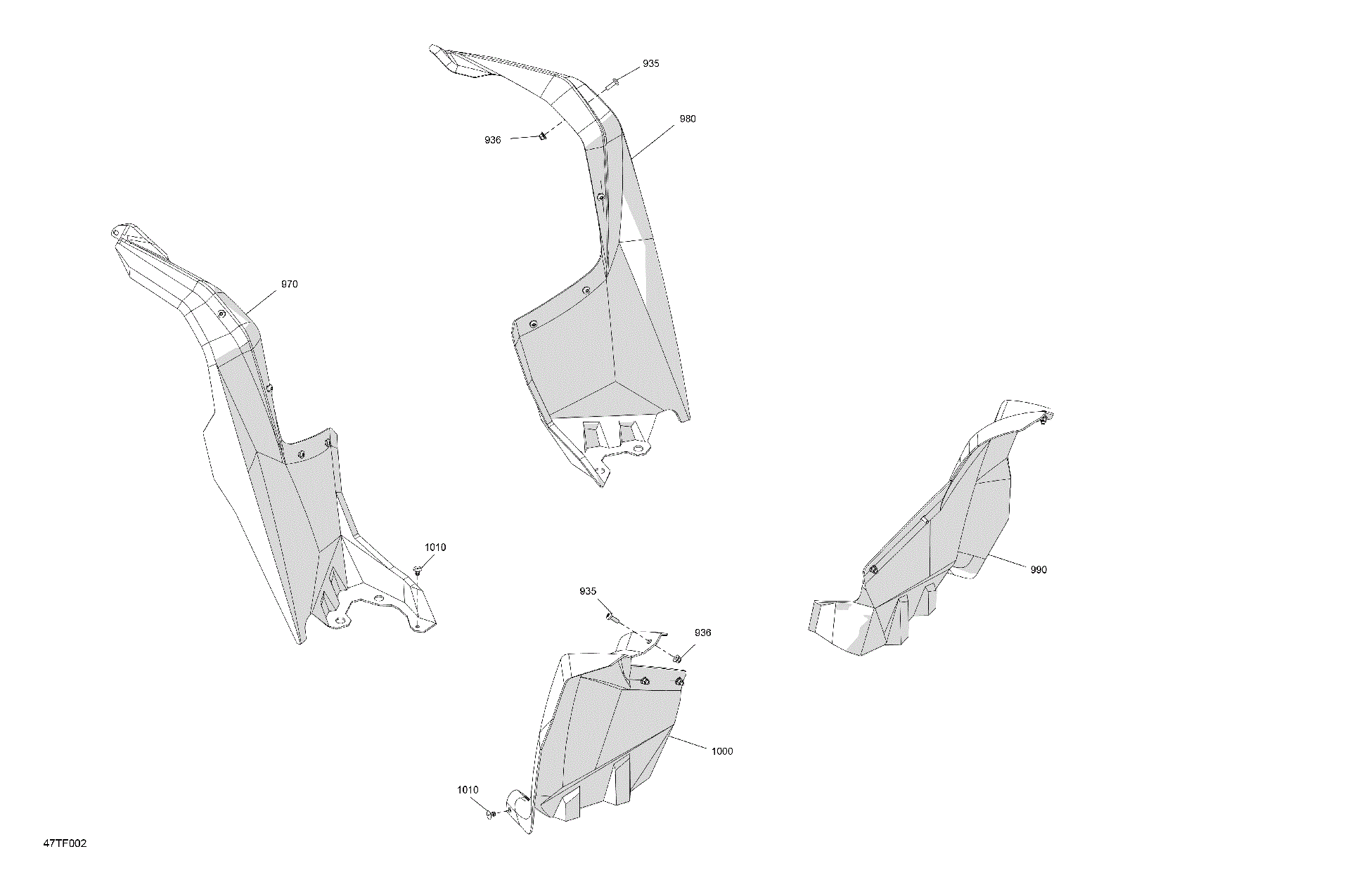 An Image of a Genuine Can-Am Parts Schematic Diagram showing the schematic - BODY - MUDGUARD