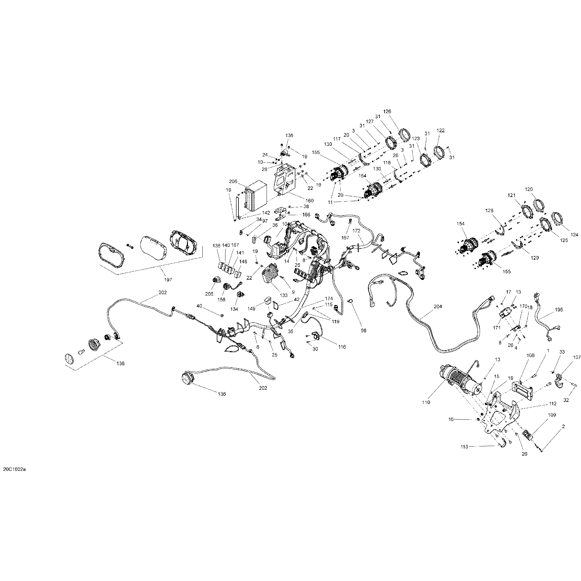 An Image of a Genuine Can-Am Parts Schematic Diagram showing the schematic - ELECTRICAL SYSTEM - EXCEPT X DS-X RS