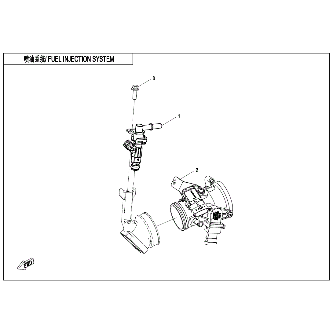 An Image of a genuine CFMOTO Parts Schematic Diagram showing the group - FUEL INJECTION SYSTEM - 2021 CFMOTO CFORCE 500 S