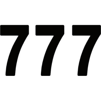 Pro Number 7 Black 7" by Factory Effex features a bold black 777 in sans-serif font on a white background, made from durable high-gloss vinyl.