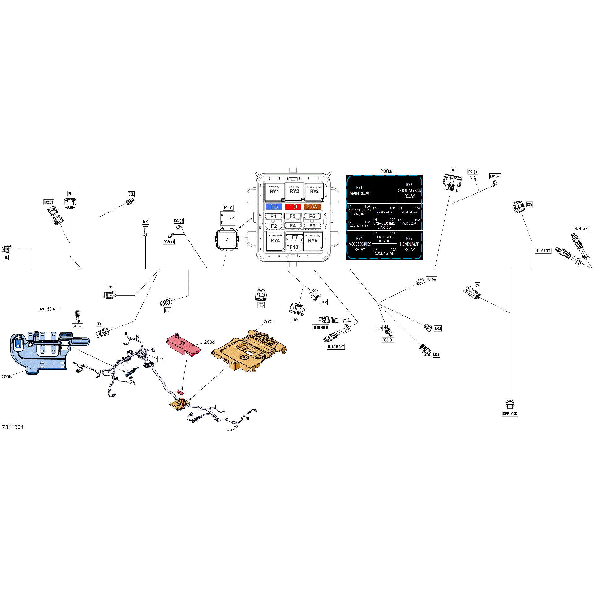 An Image of a Genuine Can-Am Parts Schematic Diagram showing the schematic - ELECTRIC - MAIN HARNESS - 710010846