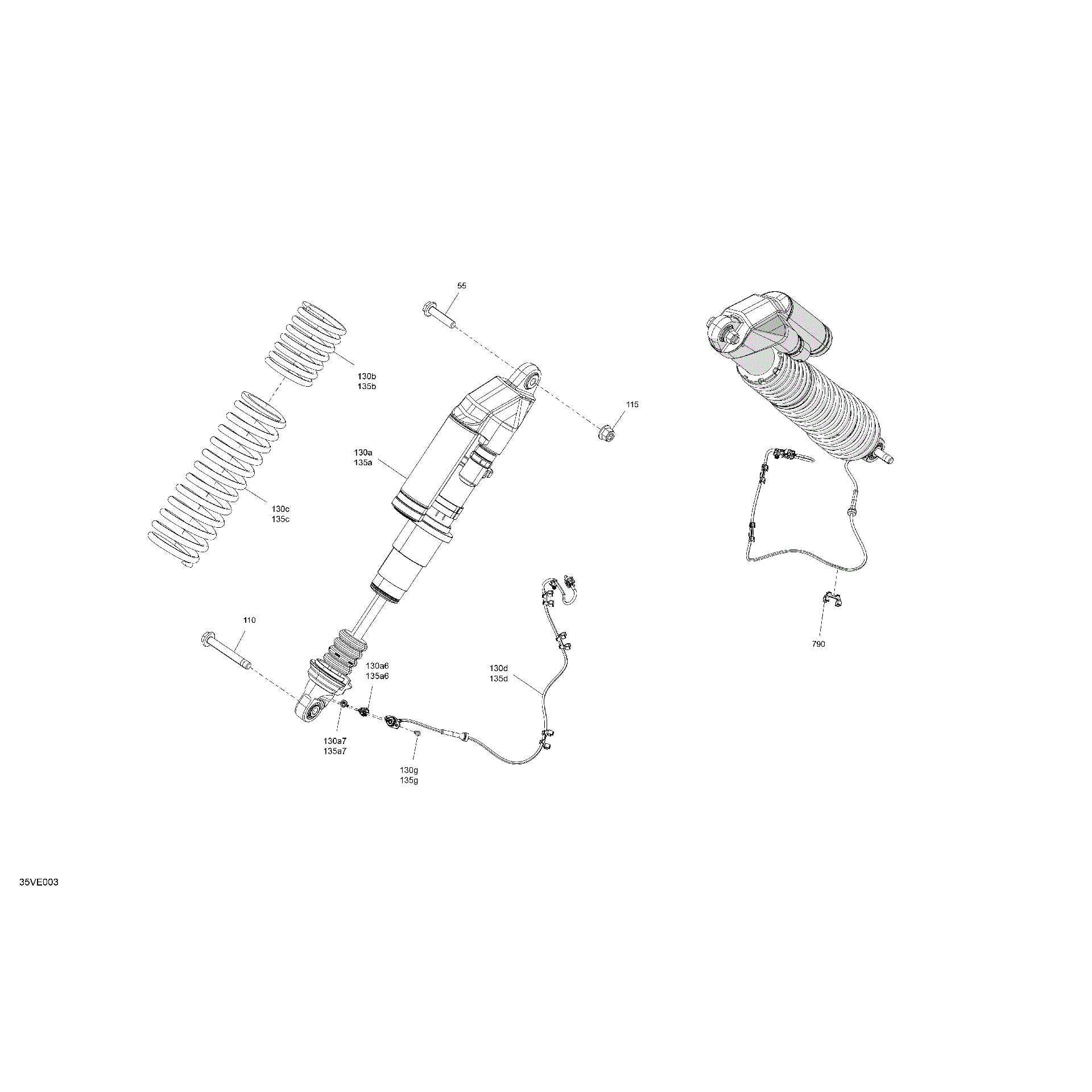 An Image of a Genuine Can-Am Parts Schematic Diagram showing the schematic - SUSPENSION - FRONT SHOCKS