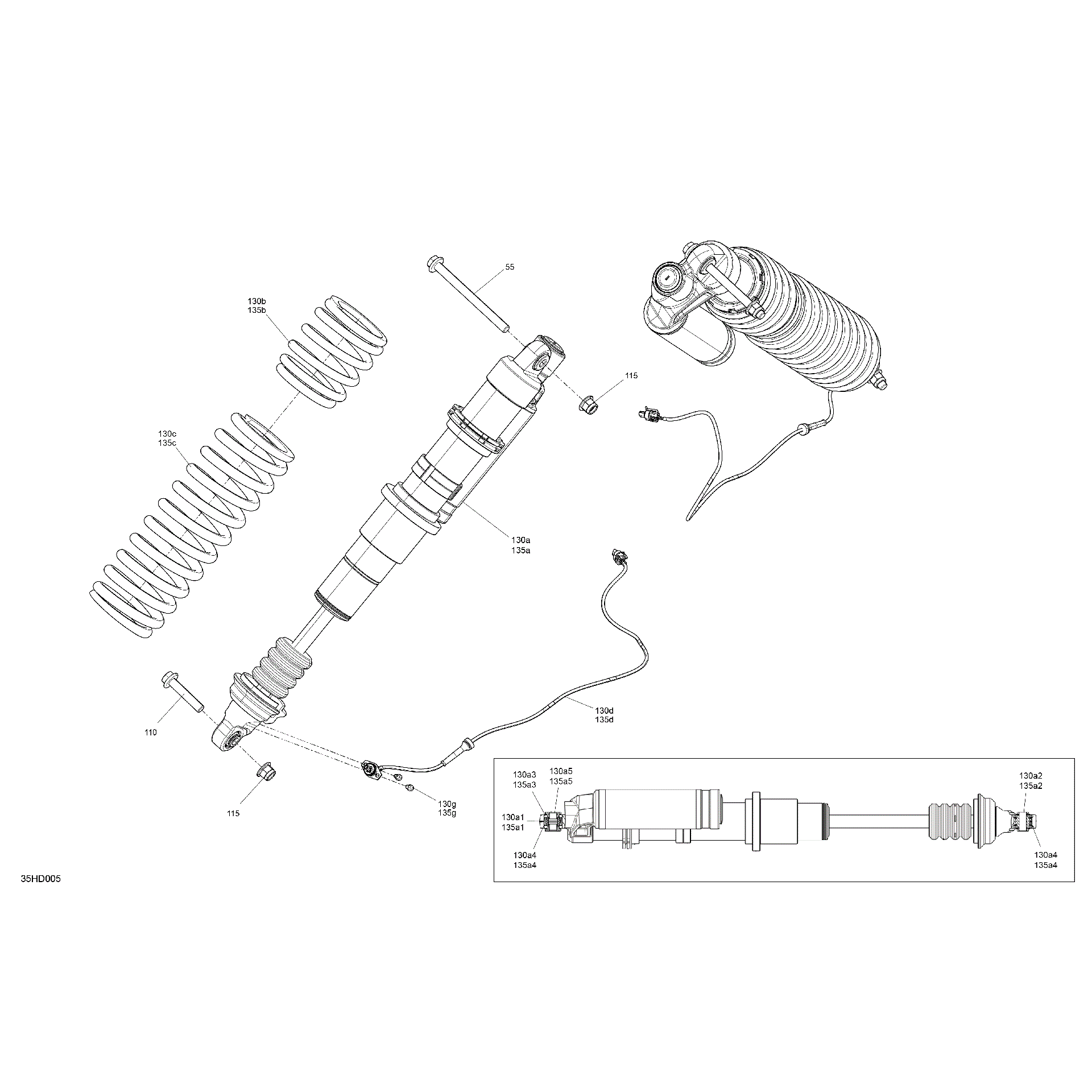 An Image of a Genuine Can-Am Parts Schematic Diagram showing the schematic - SUSPENSION - FRONT SHOCKS
