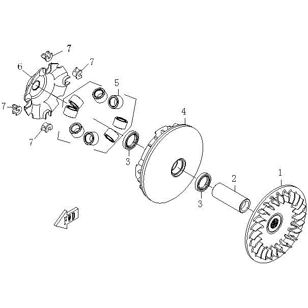 An Image of a Genuine CFMOTO Parts Schematic Diagram showing the schematic - PRIMARY SHEAVE - 2015 CFMOTO ZFORCE 600