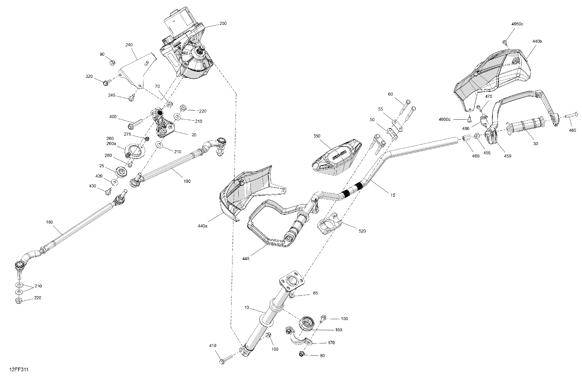An Image of a Genuine Can-Am Parts Schematic Diagram showing the schematic - MECHANIC - STEERING