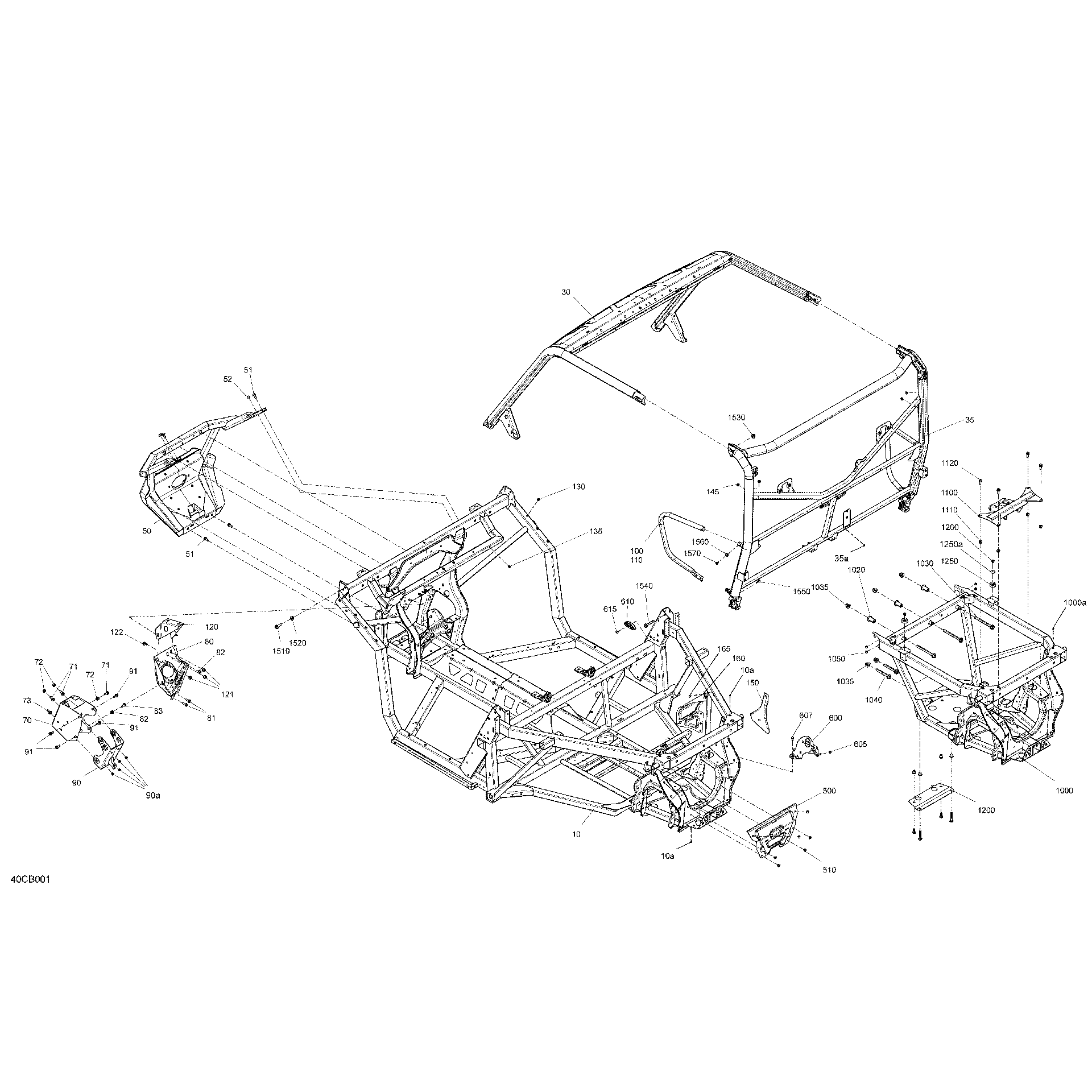 An Image of a Genuine Can-Am Parts Schematic Diagram showing the schematic - FRAME - SYSTEM