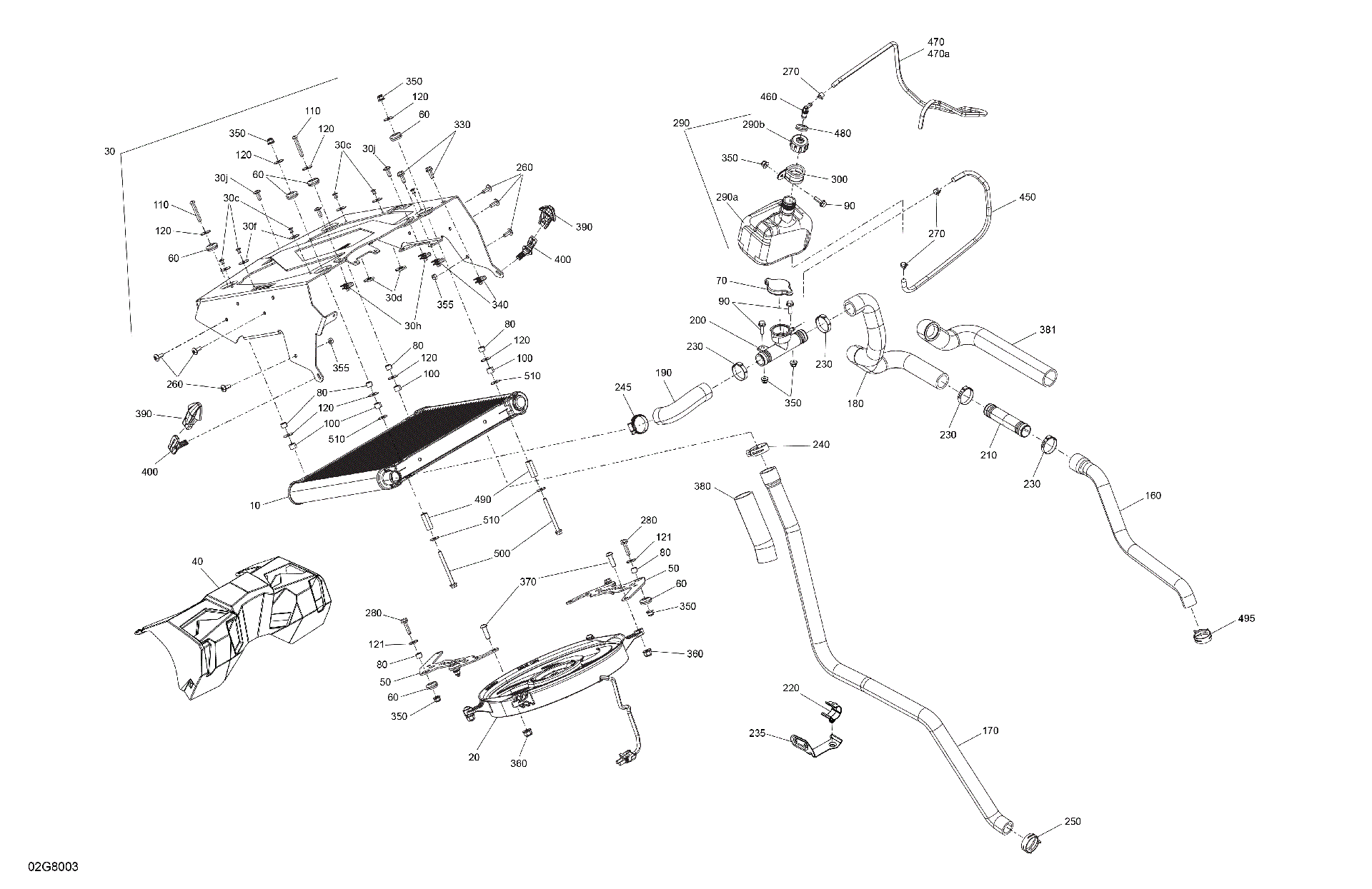 An Image of a Genuine Can-Am Parts Schematic Diagram showing the schematic - ENGINE - COOLING
