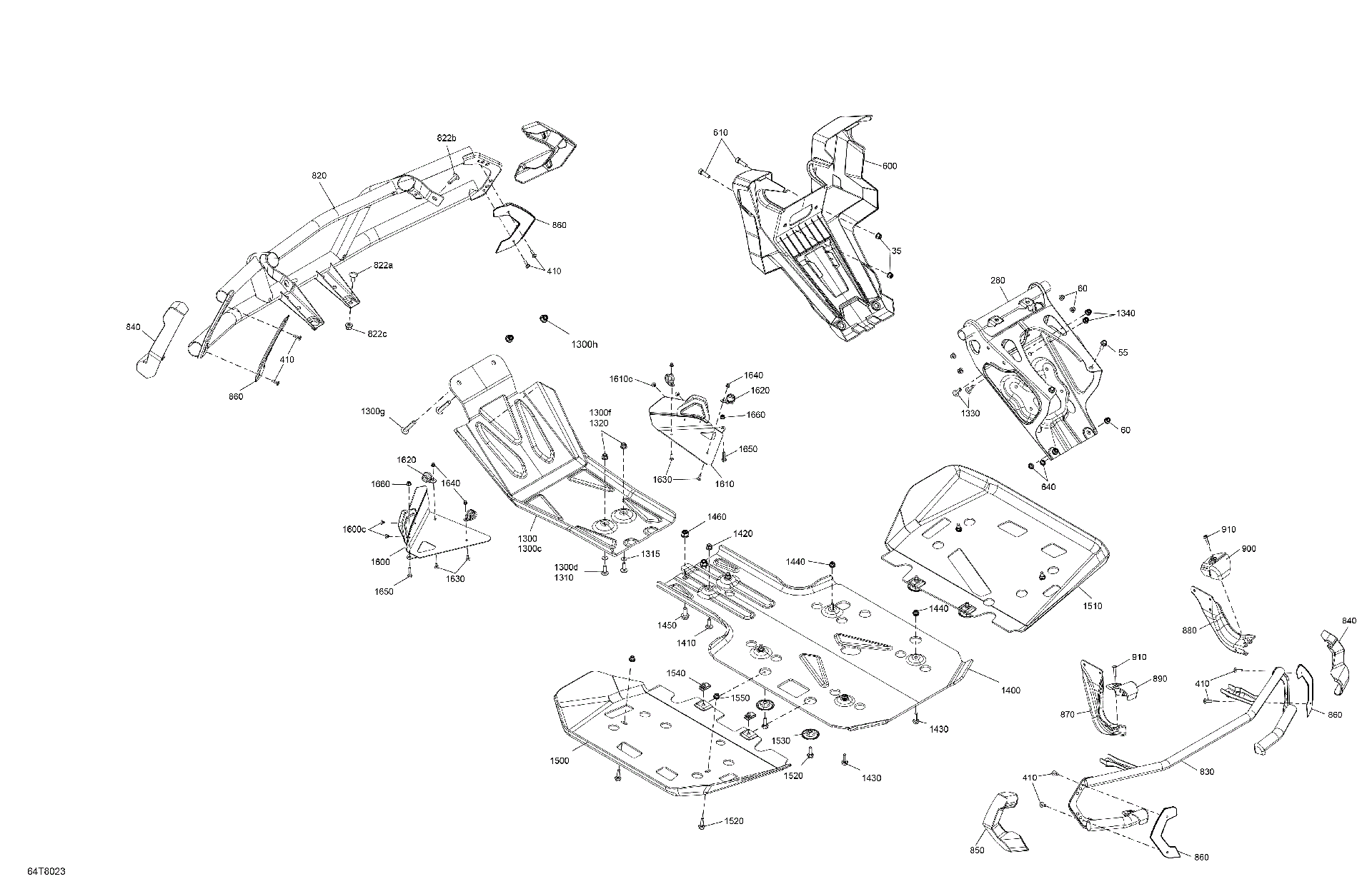 An Image of a Genuine Can-Am Parts Schematic Diagram showing the schematic - BODY - SKID PLATE AND BUMPER