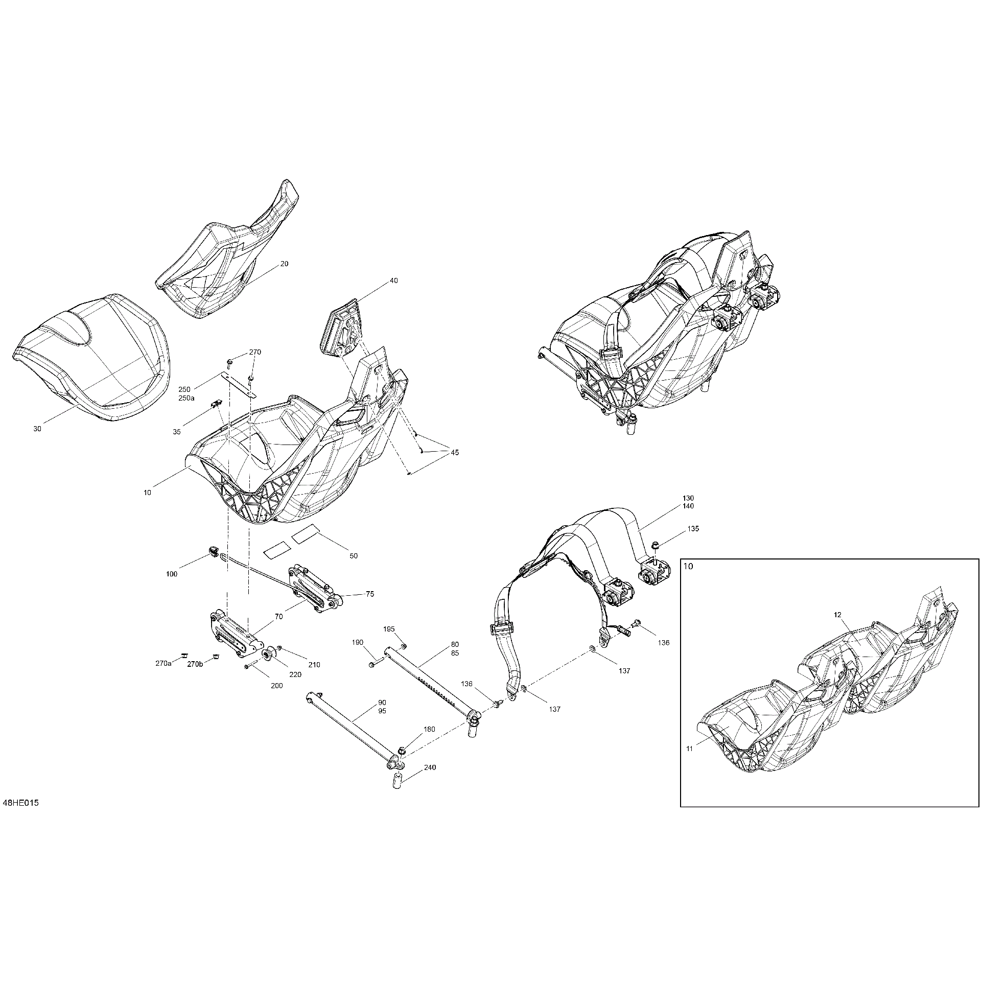 An Image of a Genuine Can-Am Parts Schematic Diagram showing the schematic - BODY - SEAT