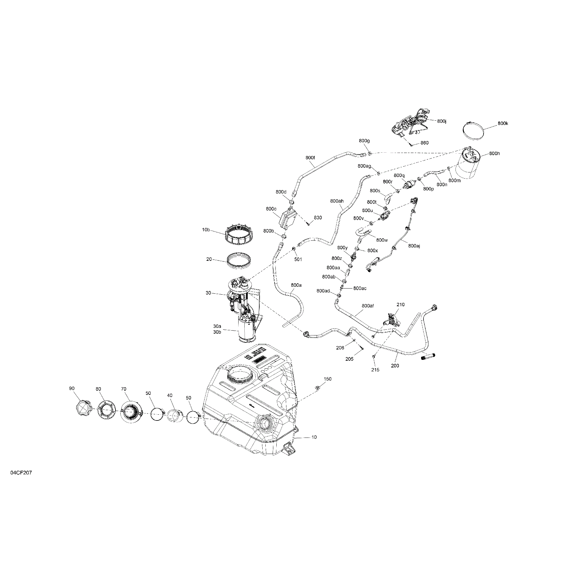 An Image of a Genuine Can-Am Parts Schematic Diagram showing the schematic - ENGINE - FUEL