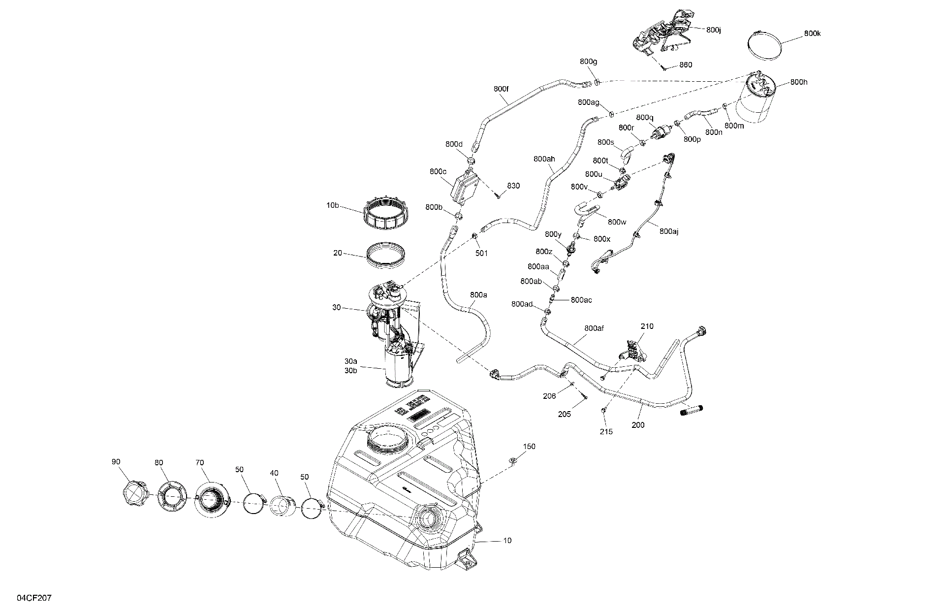 An Image of a Genuine Can-Am Parts Schematic Diagram showing the schematic - ENGINE - FUEL