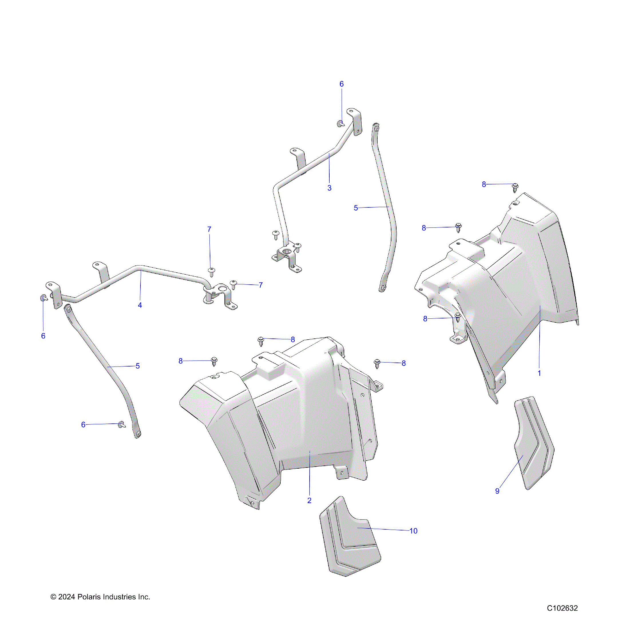 An Image of a Genuine Polaris Parts Schematic Diagram showing the schematic - BODY: REAR CAB - 2025 POLARIS SPORTSMAN TOURING 570 X2 EPS