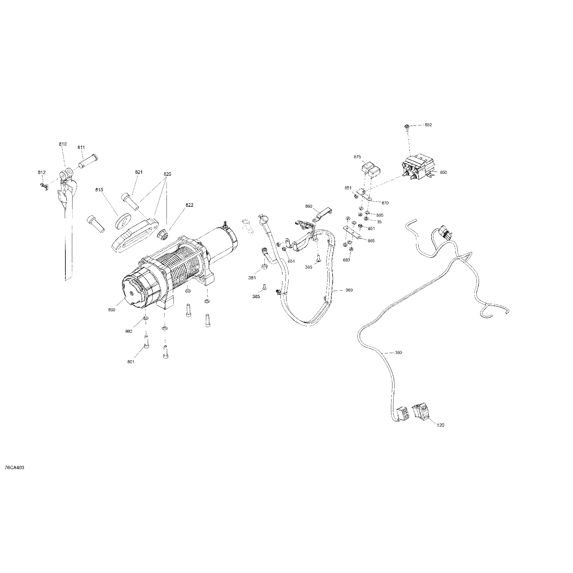 An Image of a Genuine Can-Am Parts Schematic Diagram showing the schematic - ELECTRIC - WINCH