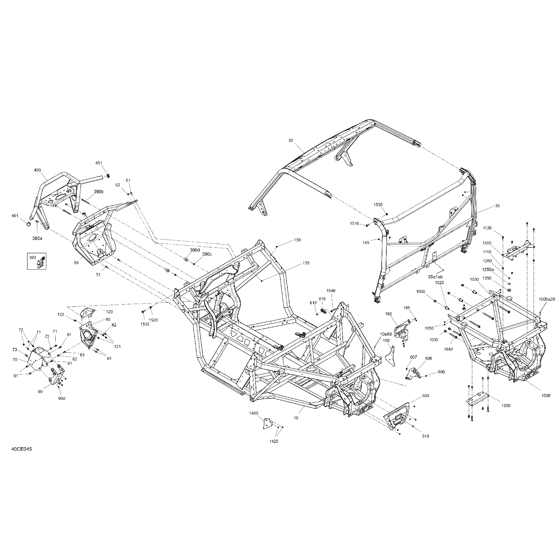 An Image of a Genuine Can-Am Parts Schematic Diagram showing the schematic - FRAME - SYSTEM