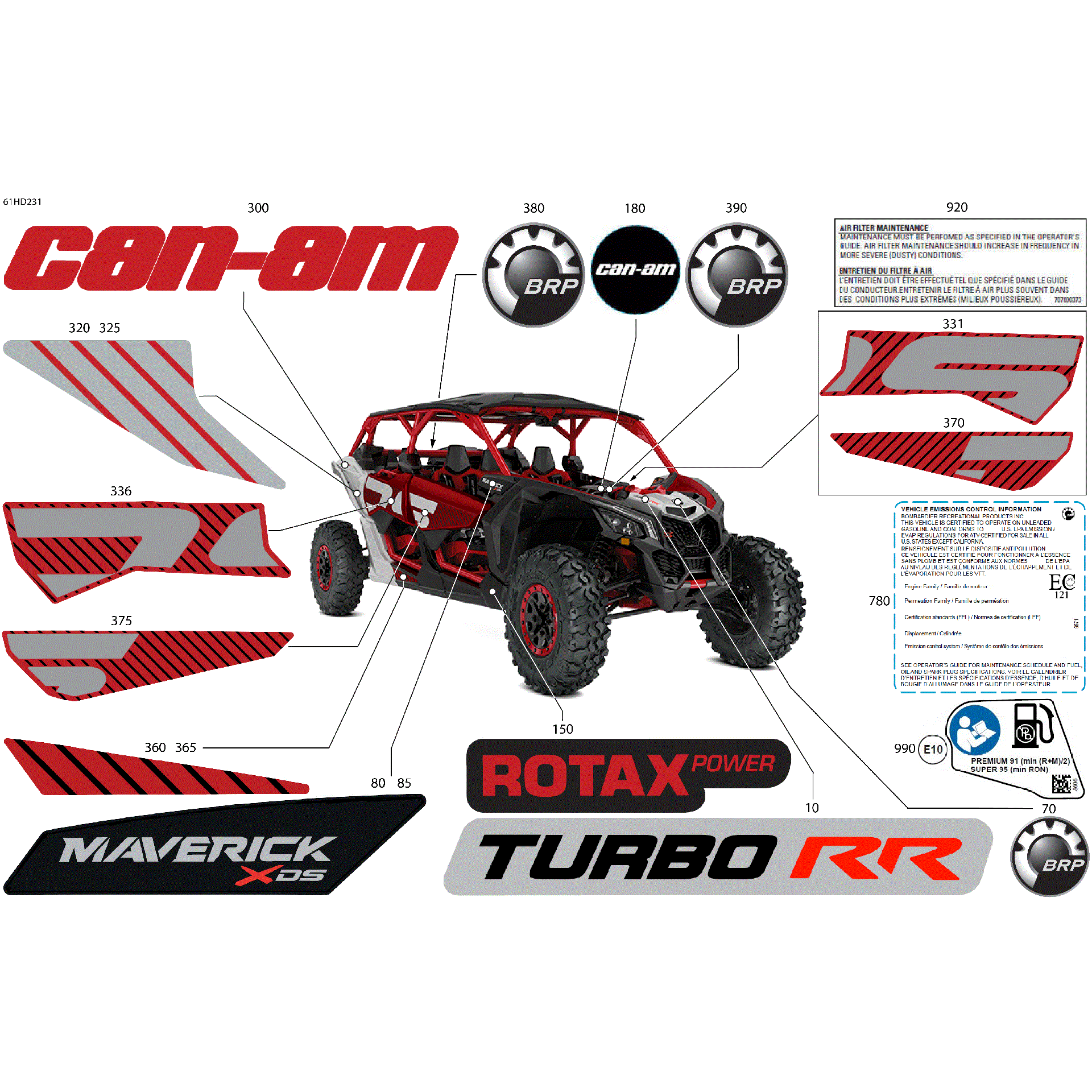An Image of a Genuine Can-Am Parts Schematic Diagram showing the schematic - BODY - DECALS