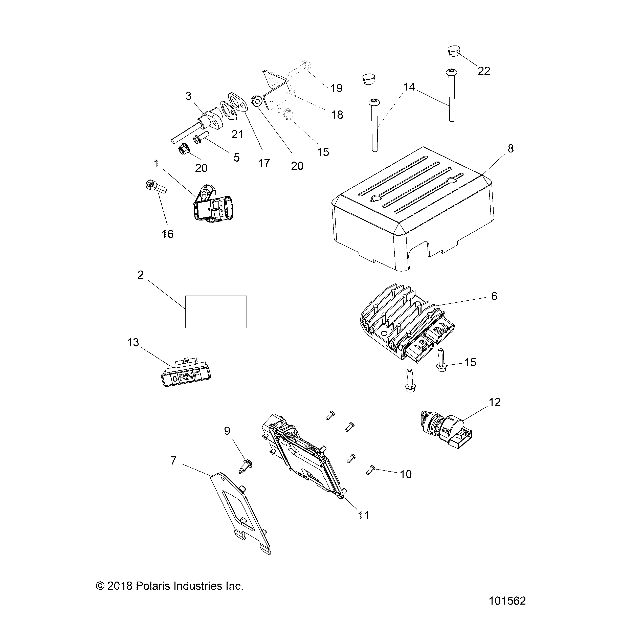 An Image of a Genuine Polaris Parts Schematic Diagram showing the schematic - ELECTRICAL: SENSORS MODULES and SWITCHES - 2020 POLARIS ACE 150 EFI