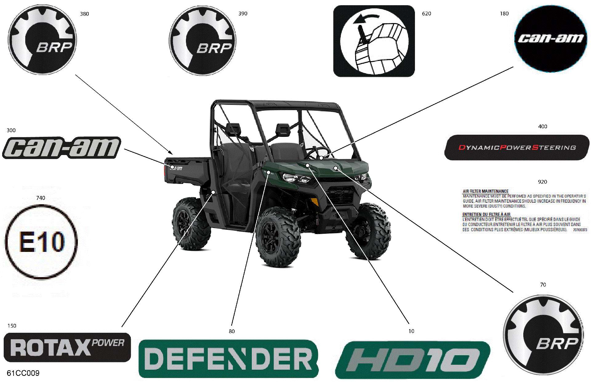 An Image of a Genuine Can-Am Parts Schematic Diagram showing the schematic - BODY - DECALS