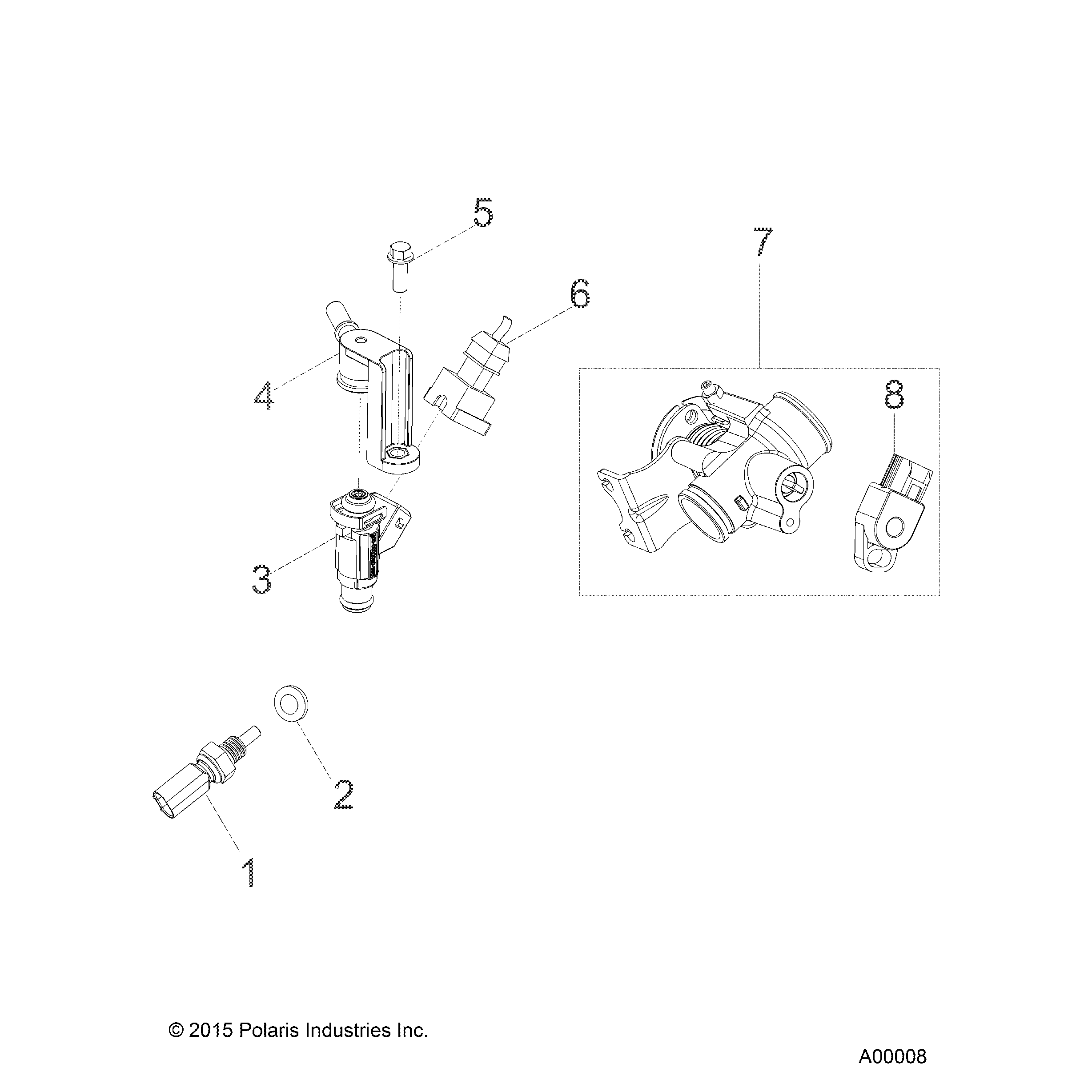 An Image of a Genuine Polaris Parts Schematic Diagram showing the schematic - ENGINE: FUEL INJECTION - 2016 POLARIS OUTLAW 110