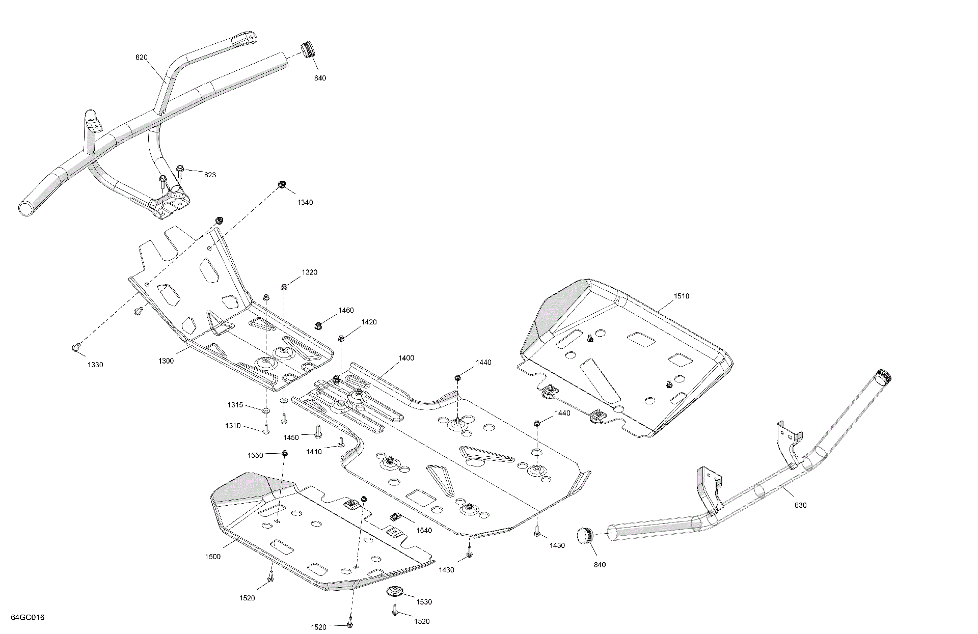 An Image of a Genuine Can-Am Parts Schematic Diagram showing the schematic - BODY - SKID PLATE AND BUMPER