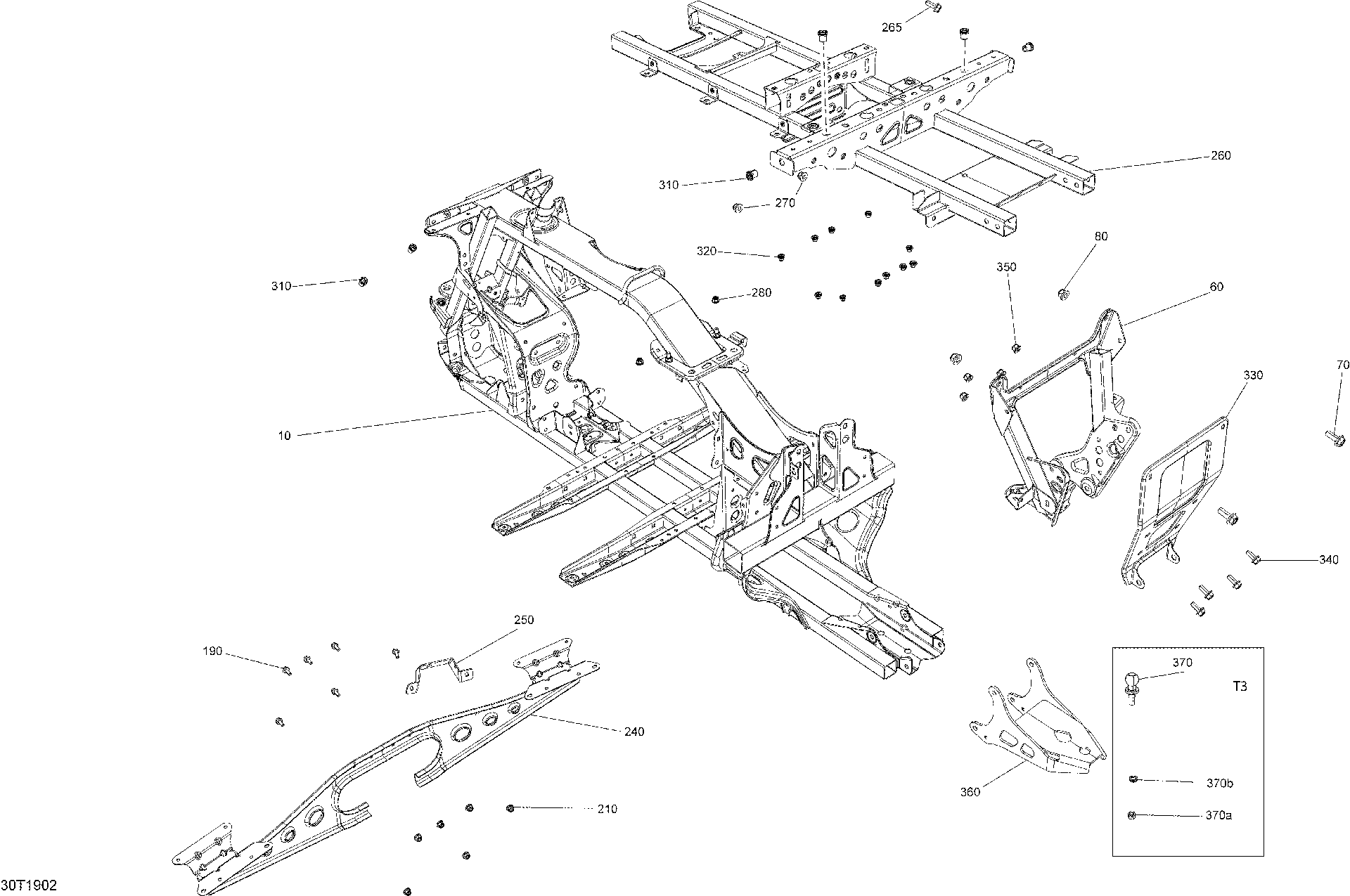 An Image of a Genuine Can-Am Parts Schematic Diagram showing the schematic - FRAME