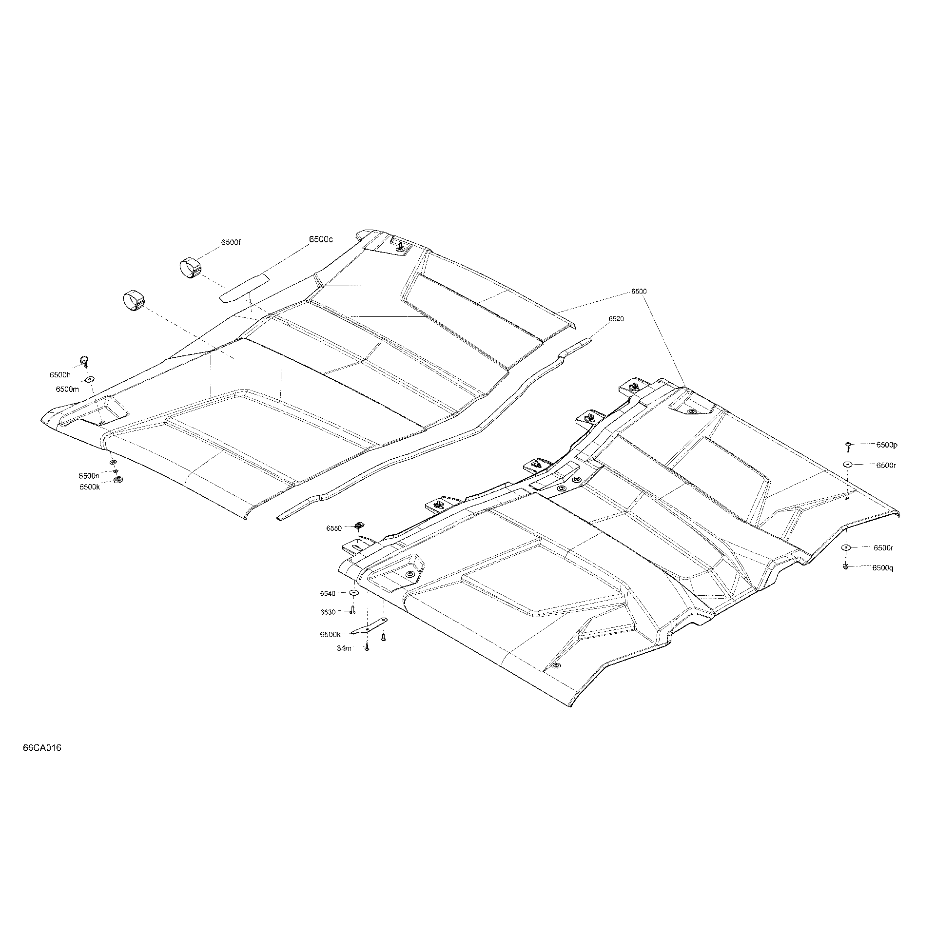 An Image of a Genuine Can-Am Parts Schematic Diagram showing the schematic - BODY - ROOF SECTION - X RS
