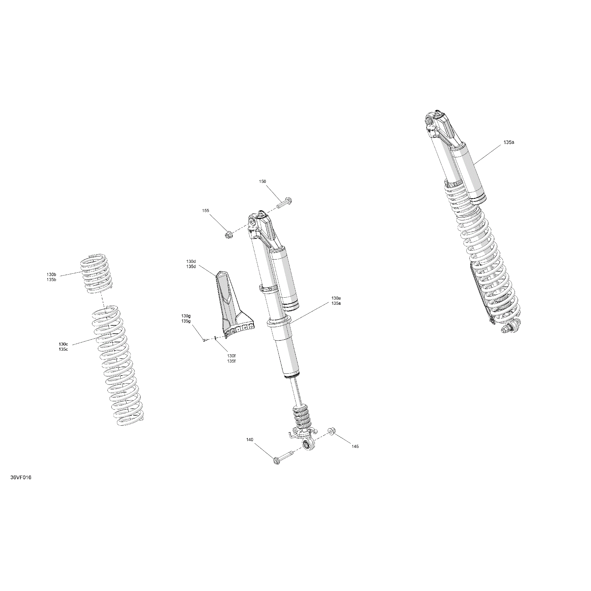 An Image of a Genuine Can-Am Parts Schematic Diagram showing the schematic - SUSPENSION - REAR SHOCKS
