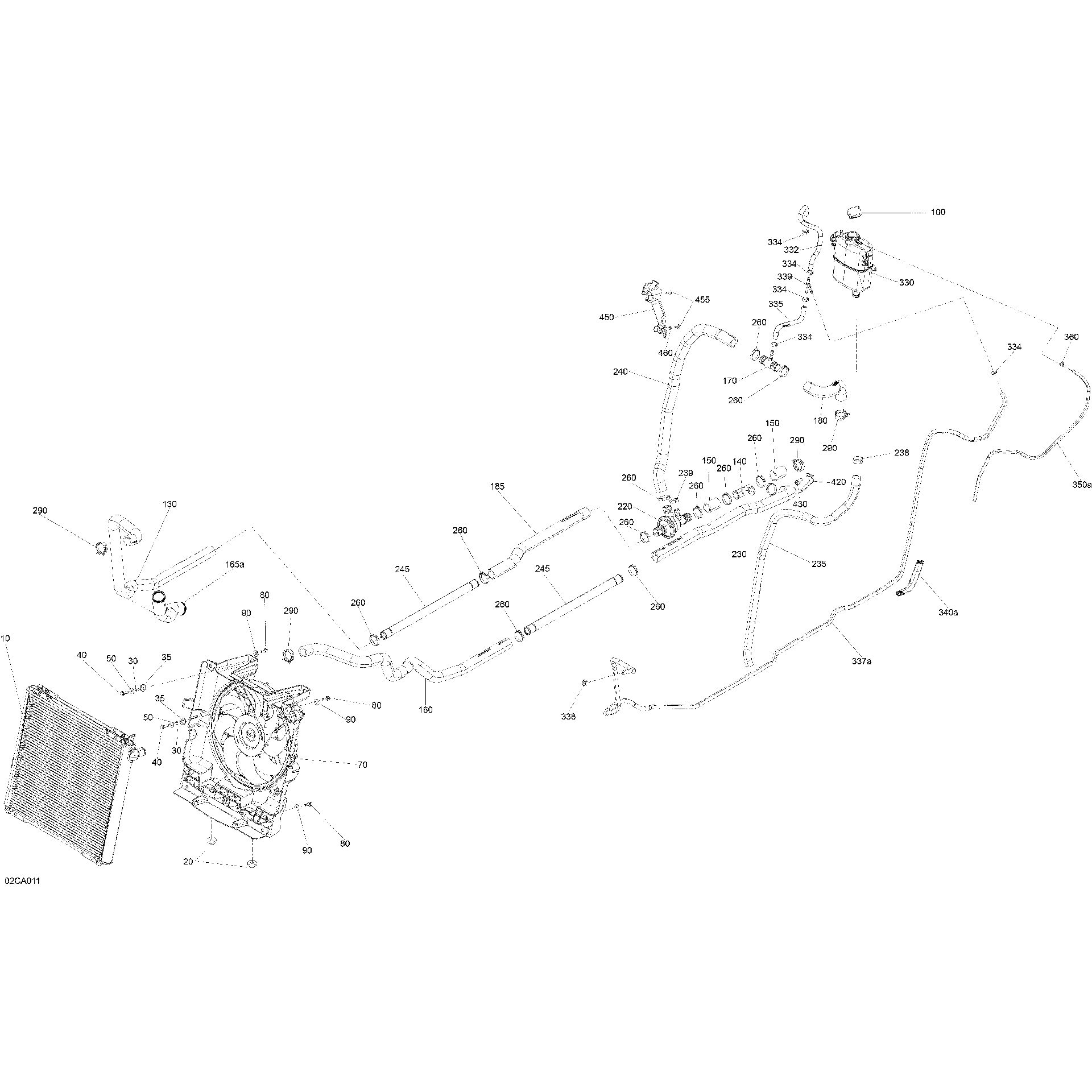 An Image of a Genuine Can-Am Parts Schematic Diagram showing the schematic - ENGINE - COOLING