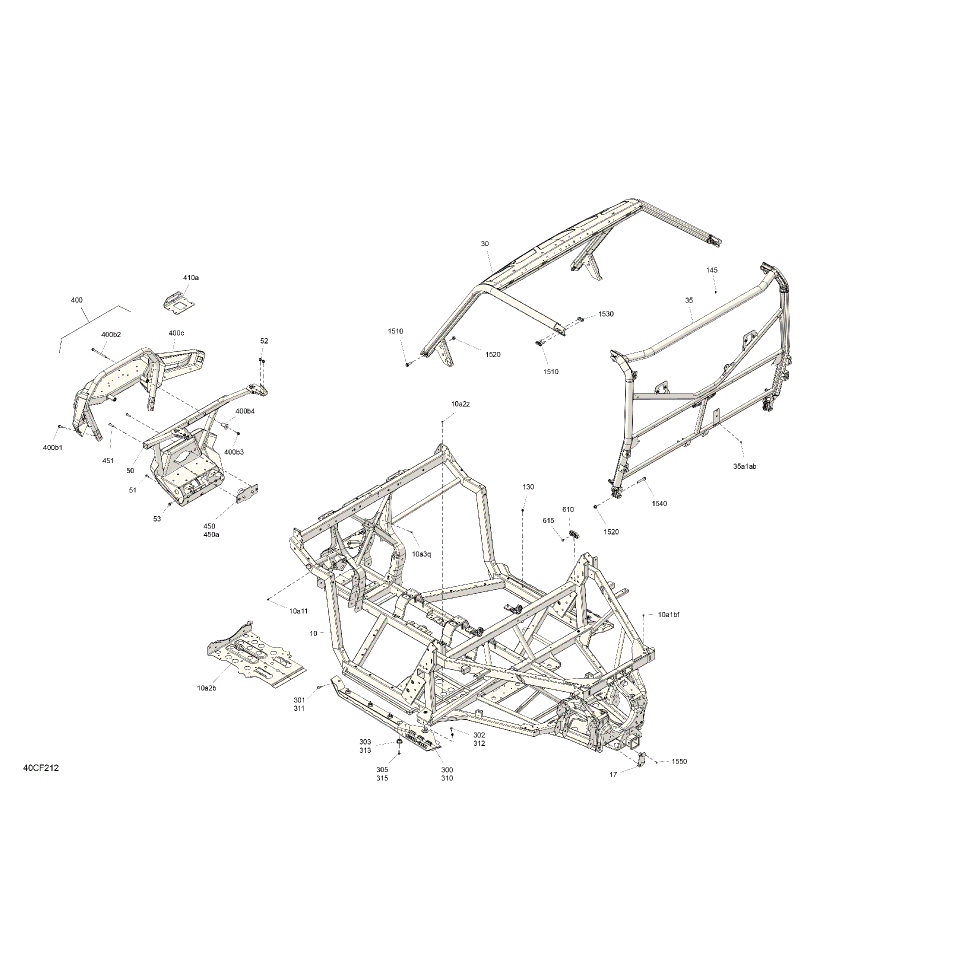 An Image of a Genuine Can-Am Parts Schematic Diagram showing the schematic - FRAME - SYSTEM