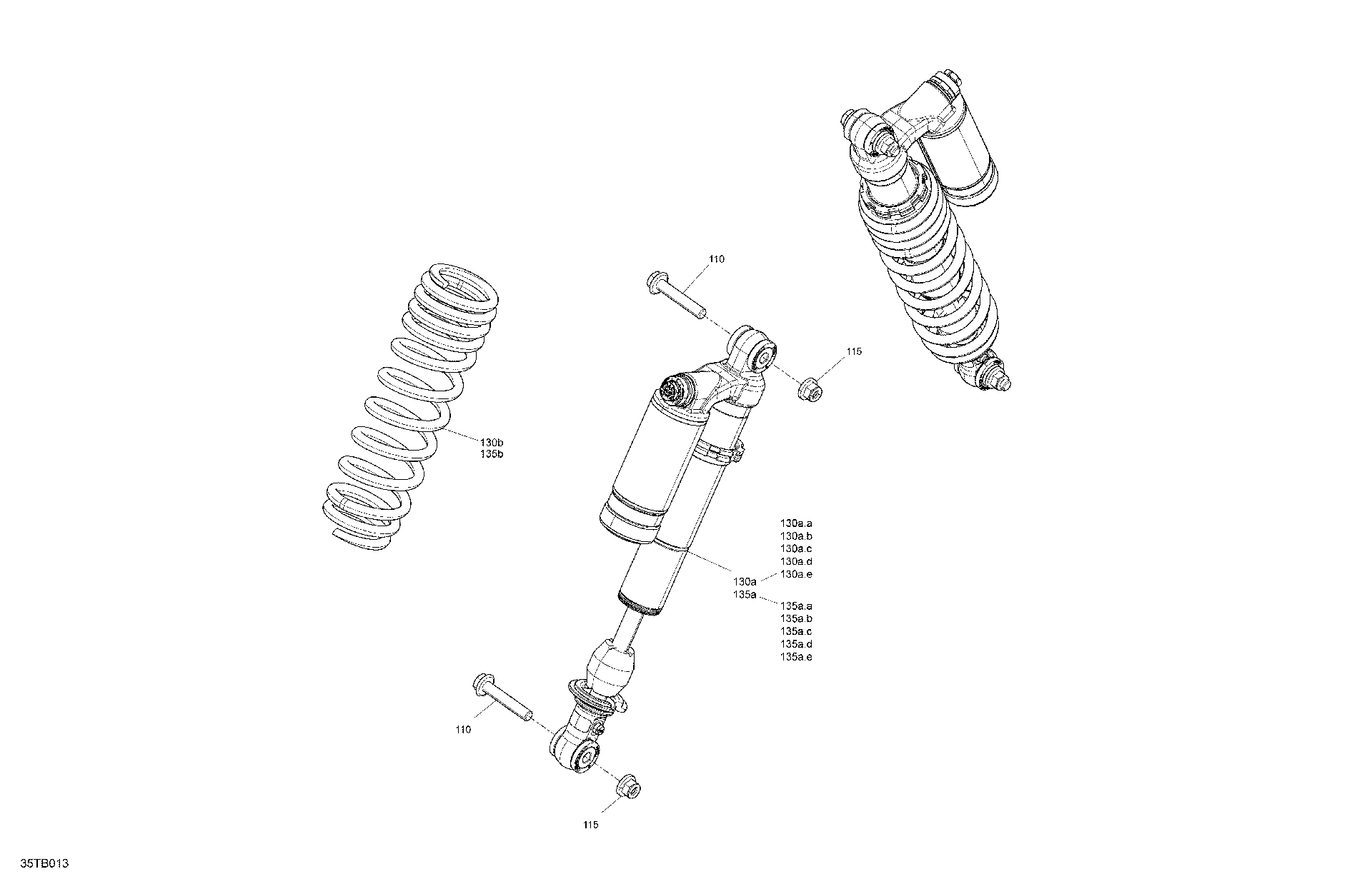 An Image of a Genuine Can-Am Parts Schematic Diagram showing the schematic - SUSPENSION - FRONT SHOCKS