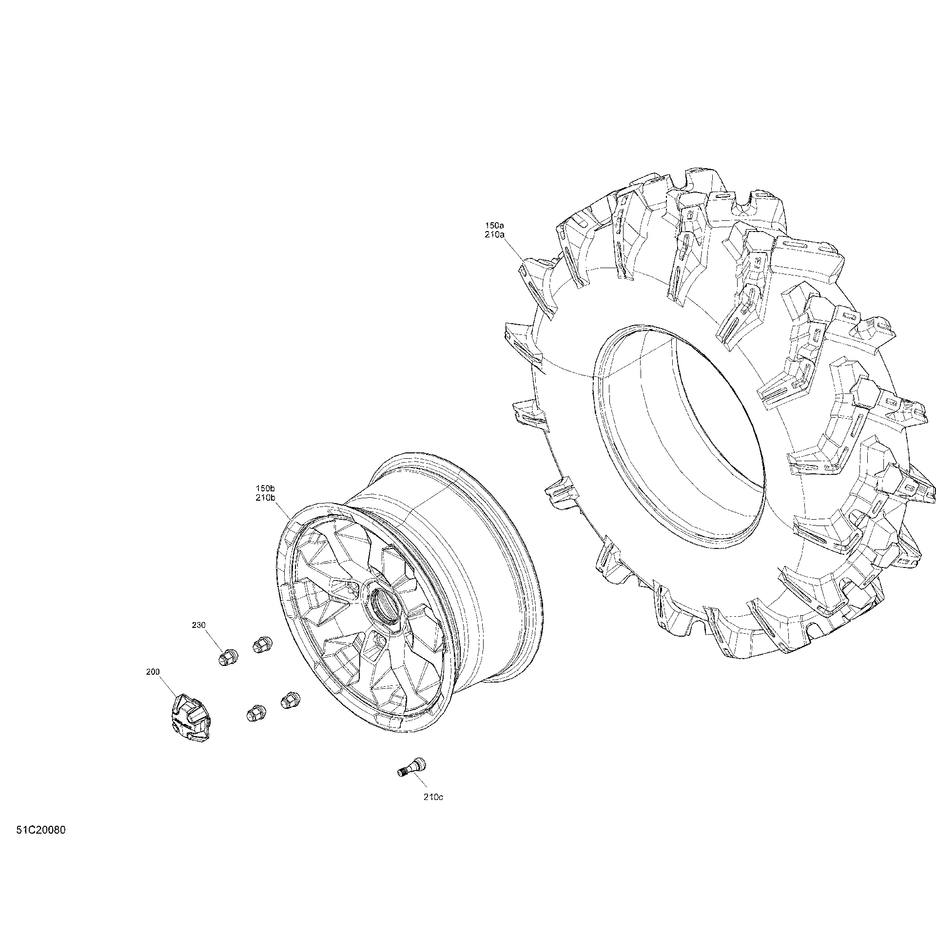 An Image of a Genuine Can-Am Parts Schematic Diagram showing the schematic - WHEELS - X MR