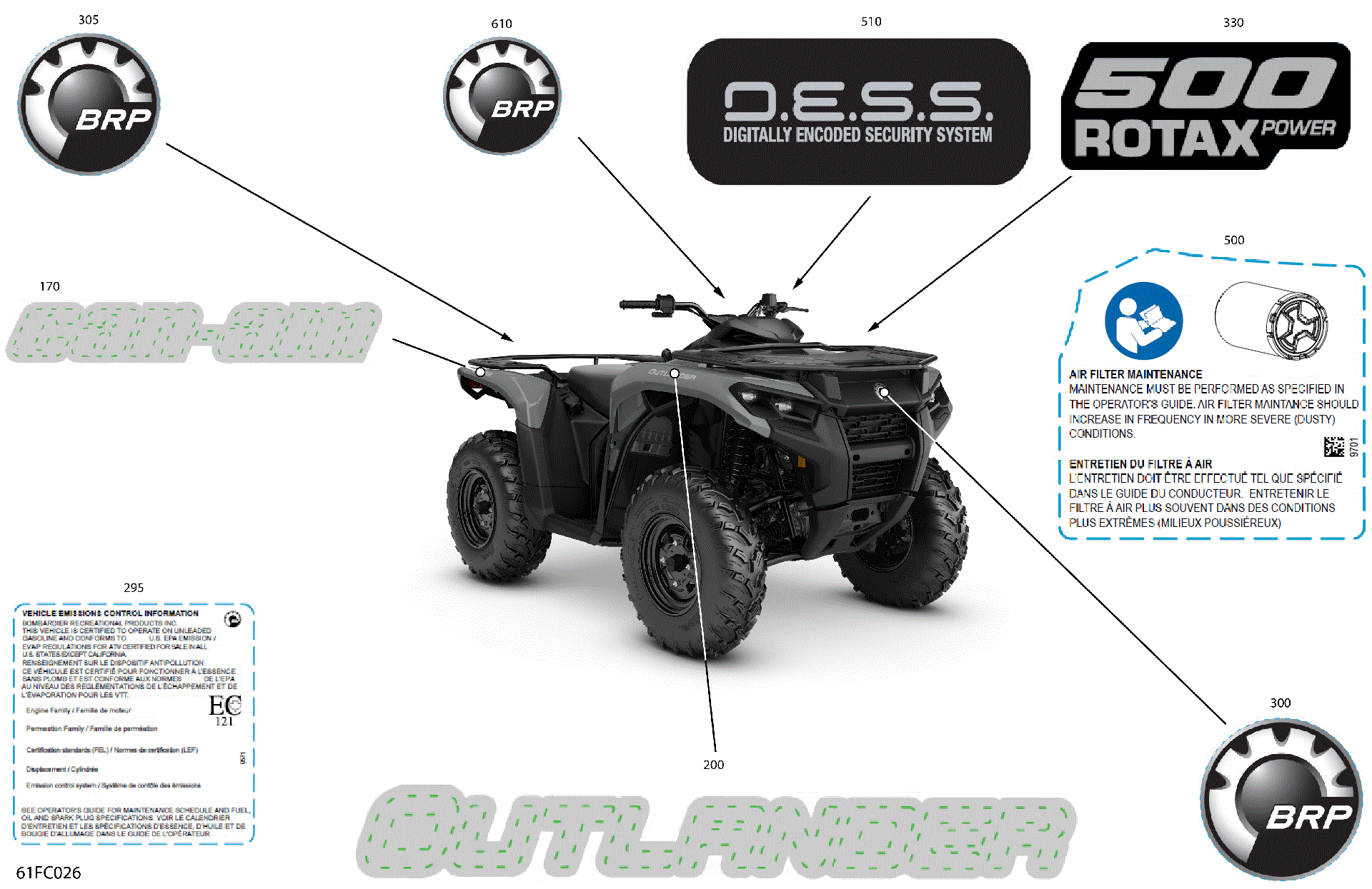 An Image of a Genuine Can-Am Parts Schematic Diagram showing the schematic - BODY - FEATURE DECALS