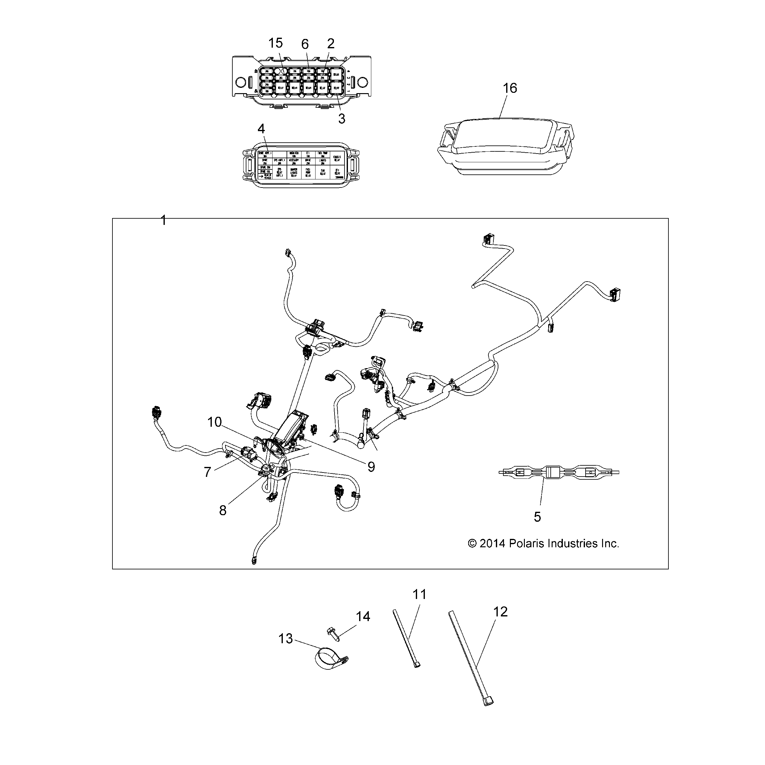 An Image of a Genuine Polaris Parts Schematic Diagram showing the schematic - ELECTRICAL: MAIN WIRE HARNESS - 2017 POLARIS SPORTSMAN TOURING 570 SP