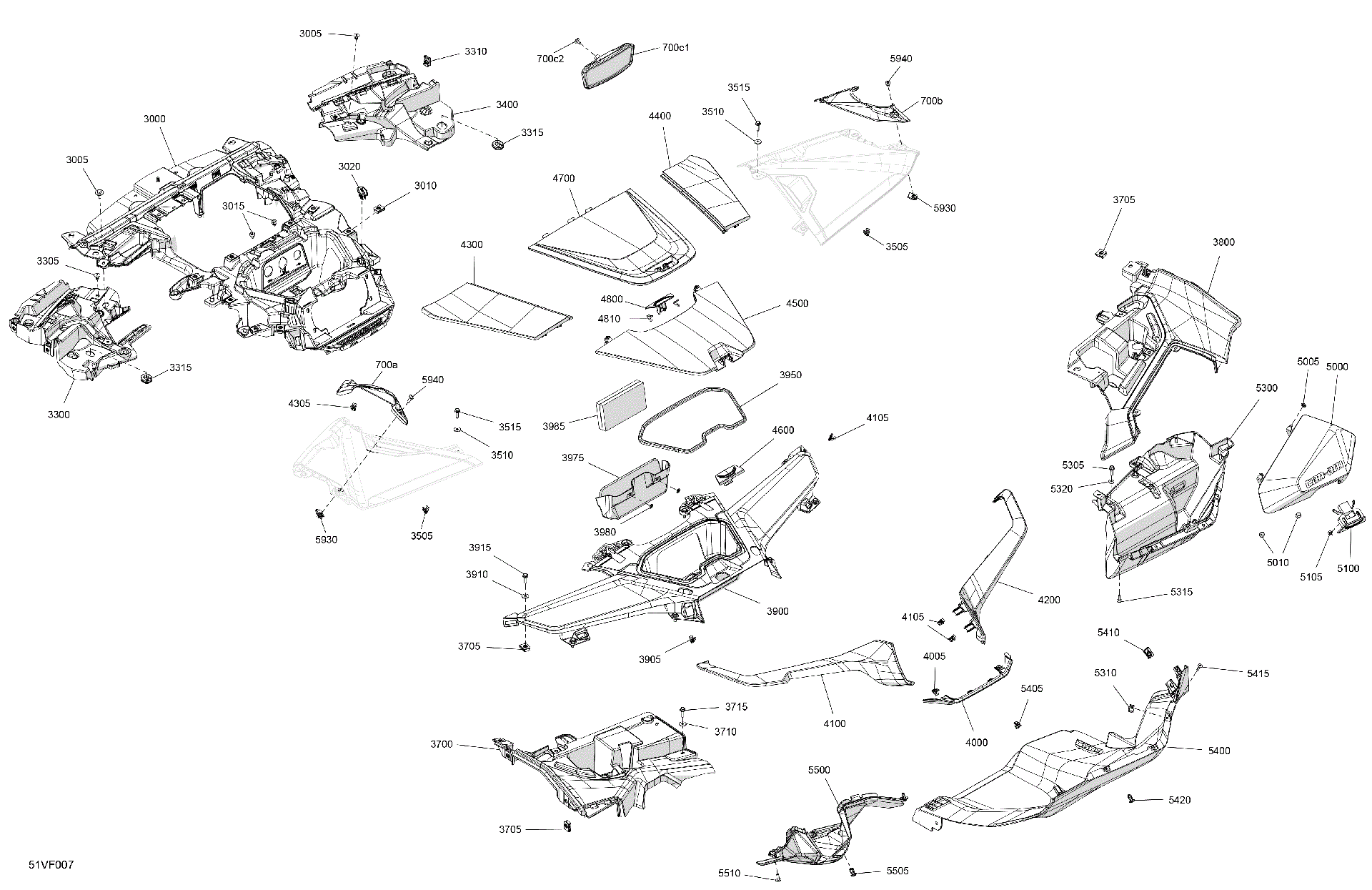 An Image of a Genuine Can-Am Parts Schematic Diagram showing the schematic - CAB INTERIOR - DASHBOARD