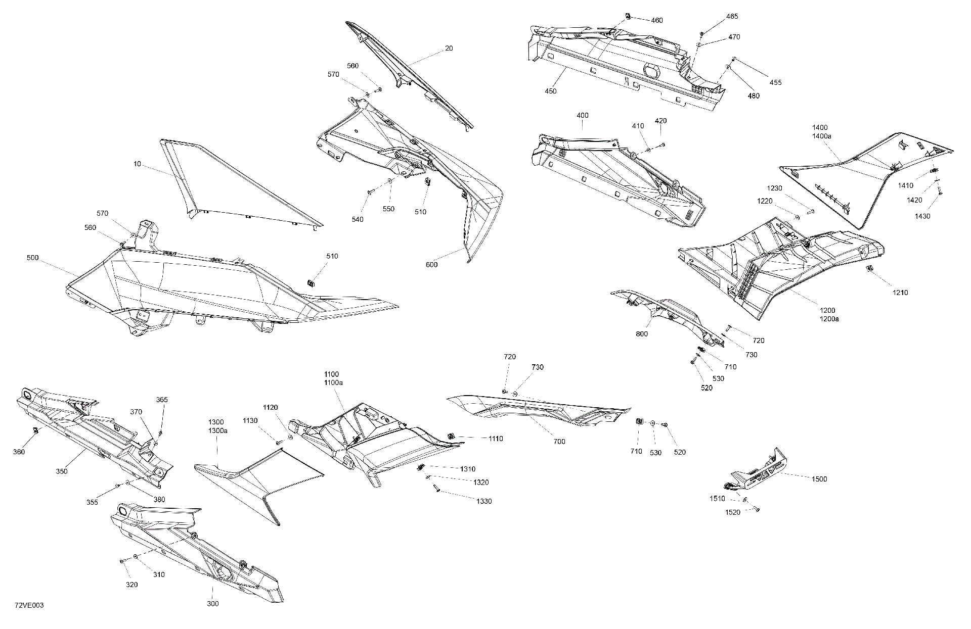 An Image of a Genuine Can-Am Parts Schematic Diagram showing the schematic - BODY - REAR SECTION